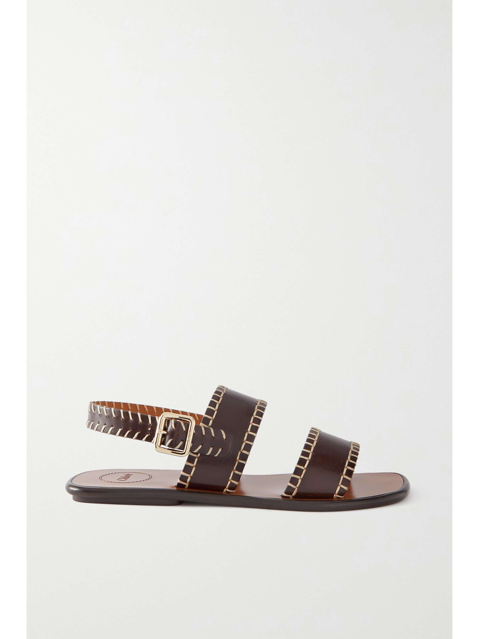 Dark brown Laia embroidered leather 