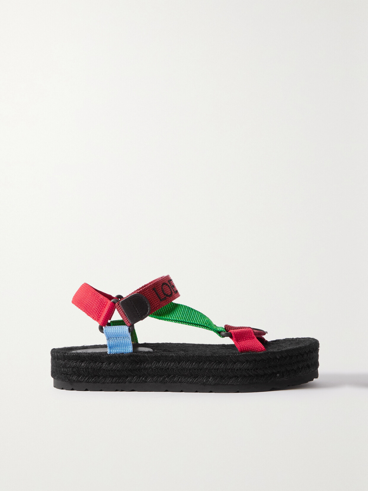 Loewe + Paula's Ibiza Color-block Webbing Espadrille Sandals In Burgundy