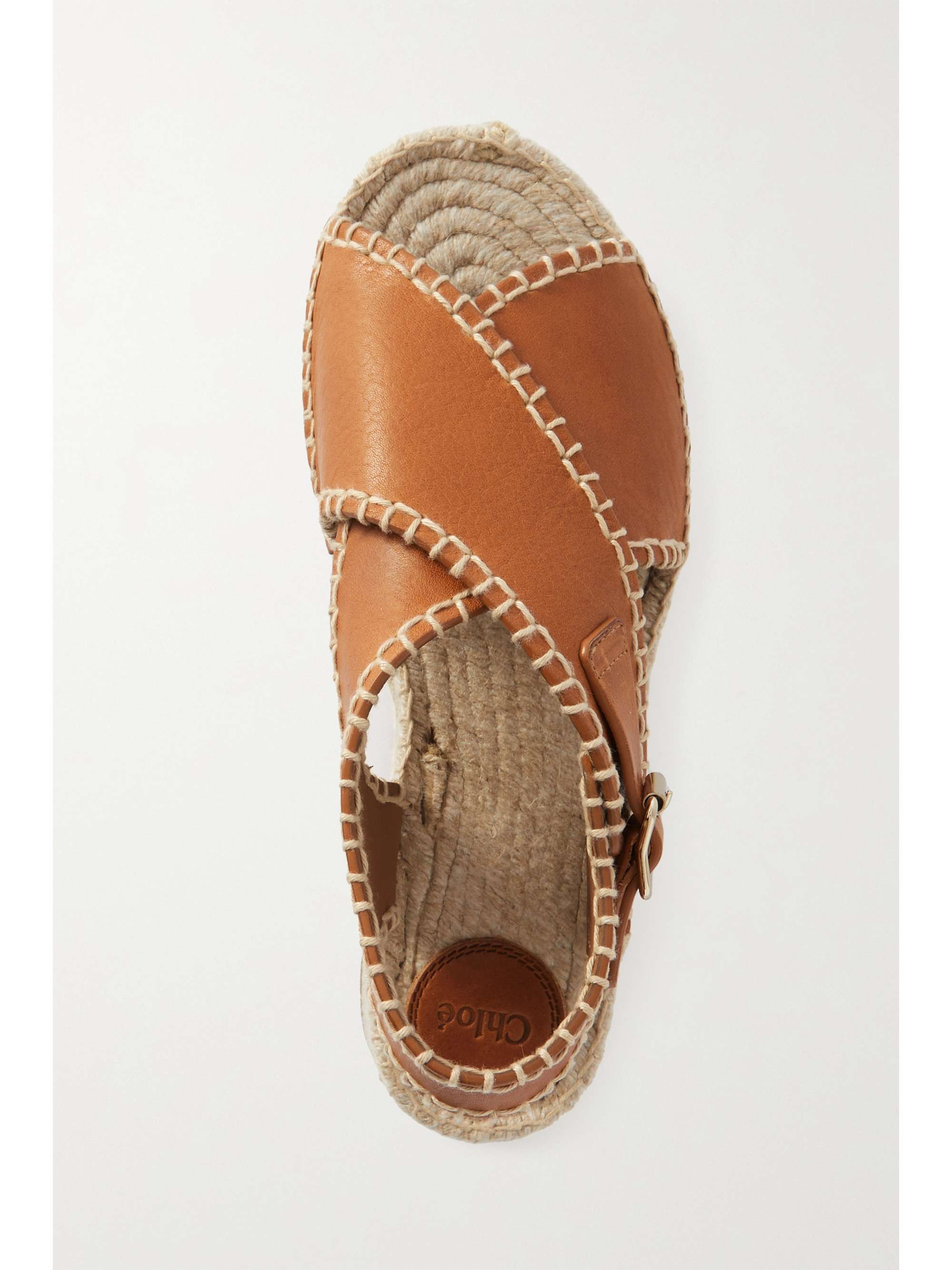 CHLOÉ Lucinda whipstitched leather platform espadrilles sandals |  NET-A-PORTER