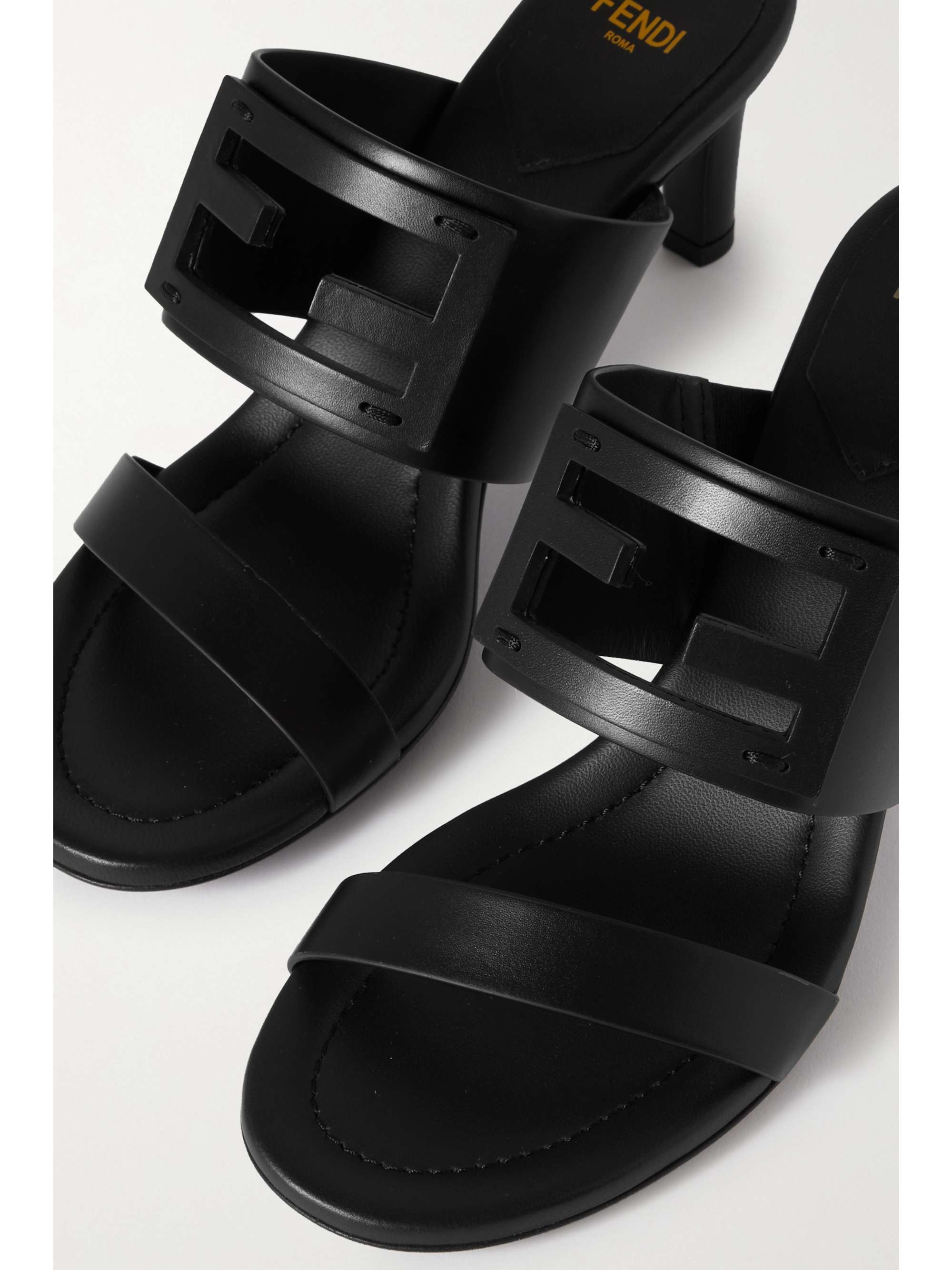 fendi black leather slides