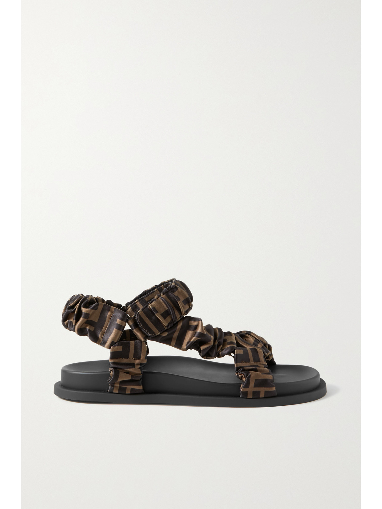 Fendi Women Feel Elastic Satin Sandals With Ff Motif In Black