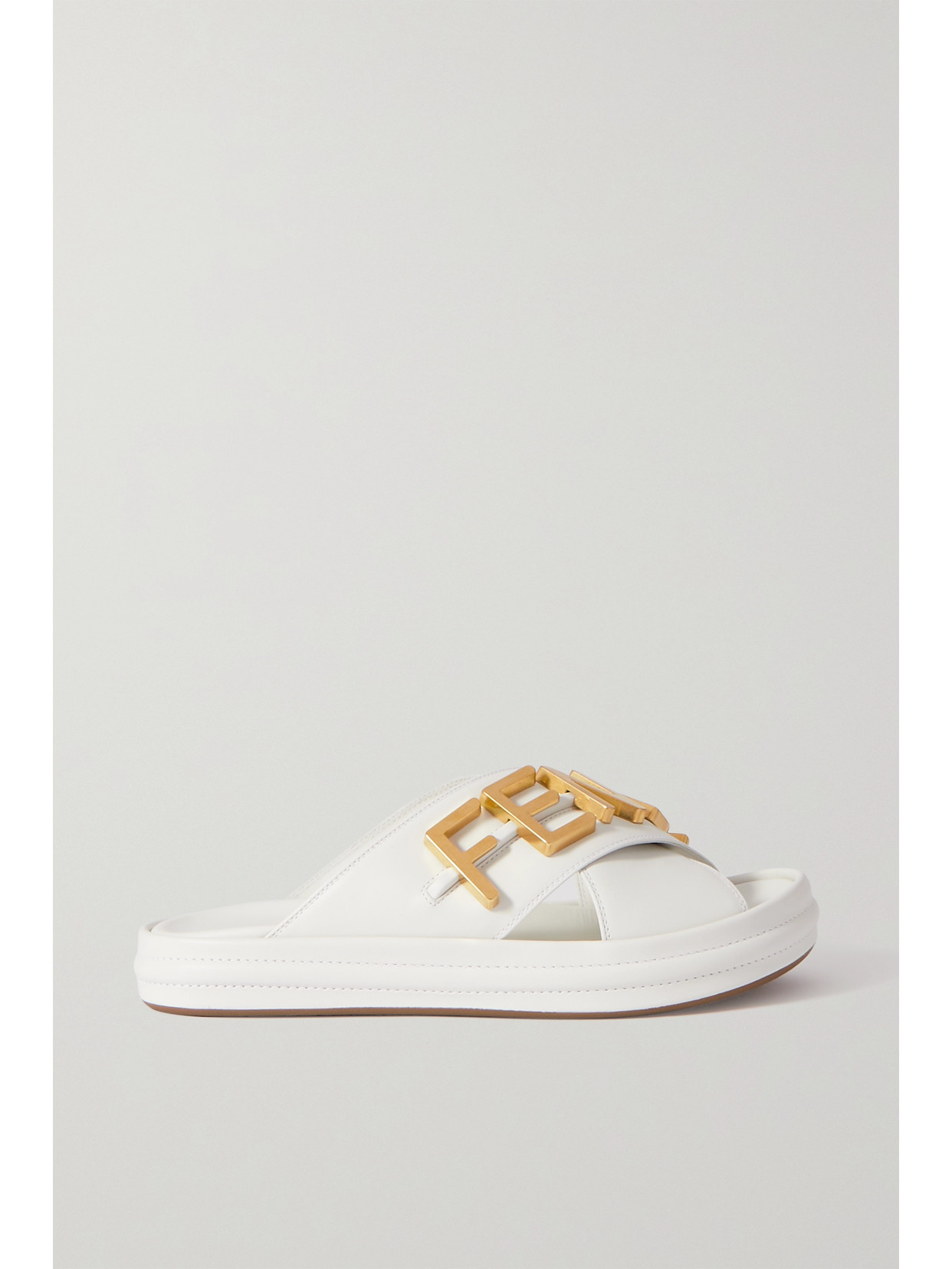 Fendi - Logo-embellished Leather Slides - White