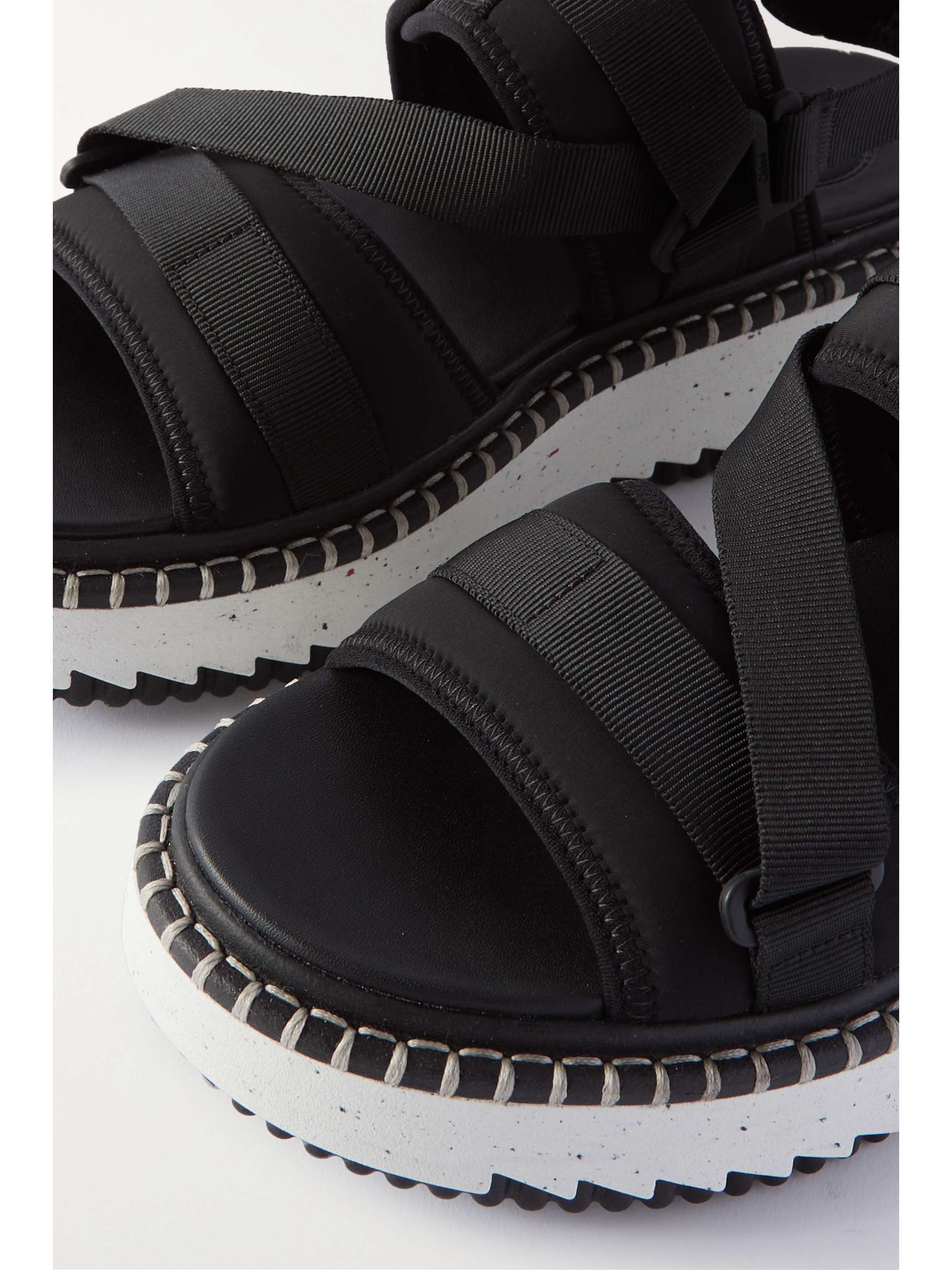 CHLOÉ Lilli grosgrain-trimmed recycled stretch platform sandals |  NET-A-PORTER