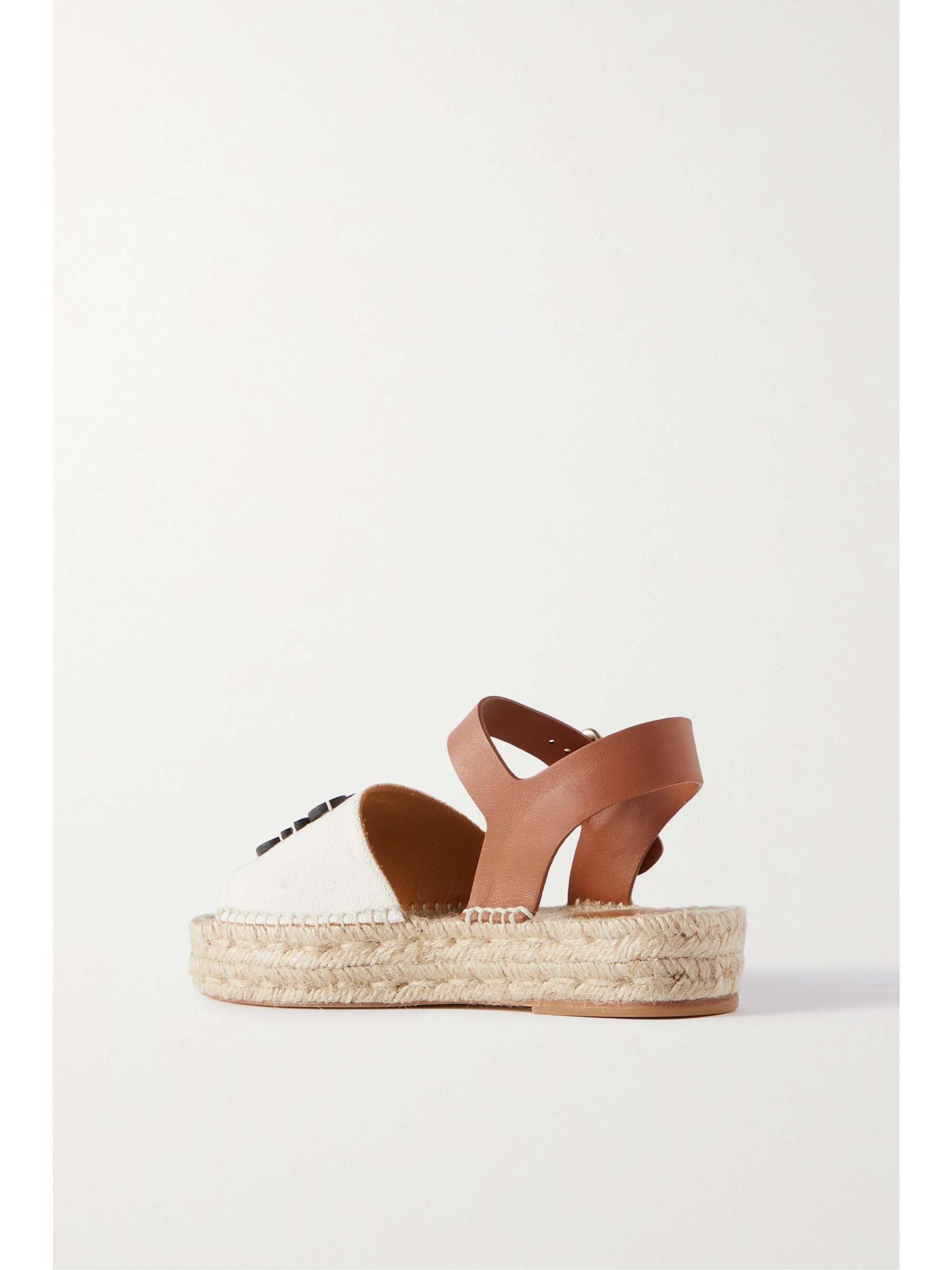 LOEWE + Paula's Ibiza Anagram leather and canvas espadrille sandals | NET-A-PORTER US