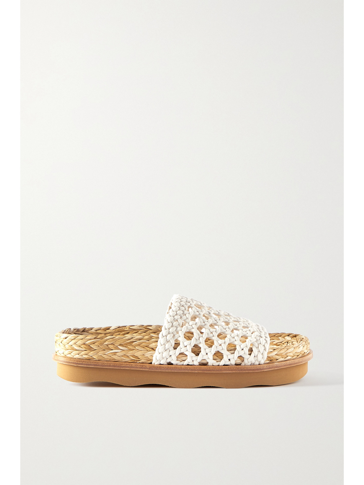 Chloé Wavy Crocheted Platform Slides In White