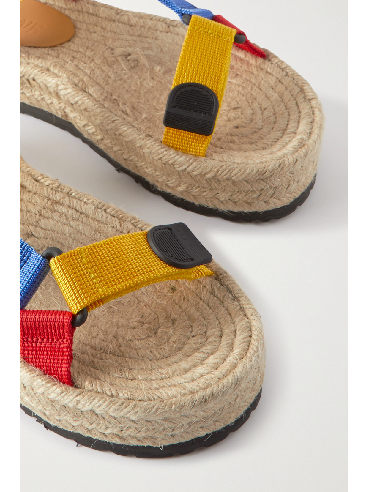 Loewe Womens Studded suede and leather slingback espadrille sandals Brown, Brown Flat Shoes â 