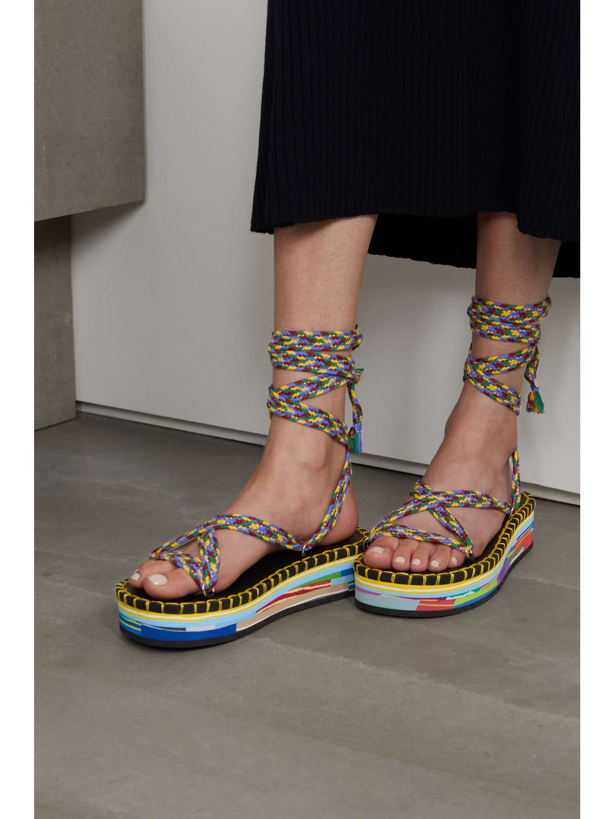 CHLOÉ Lou braided recycled cotton-blend platform sandals