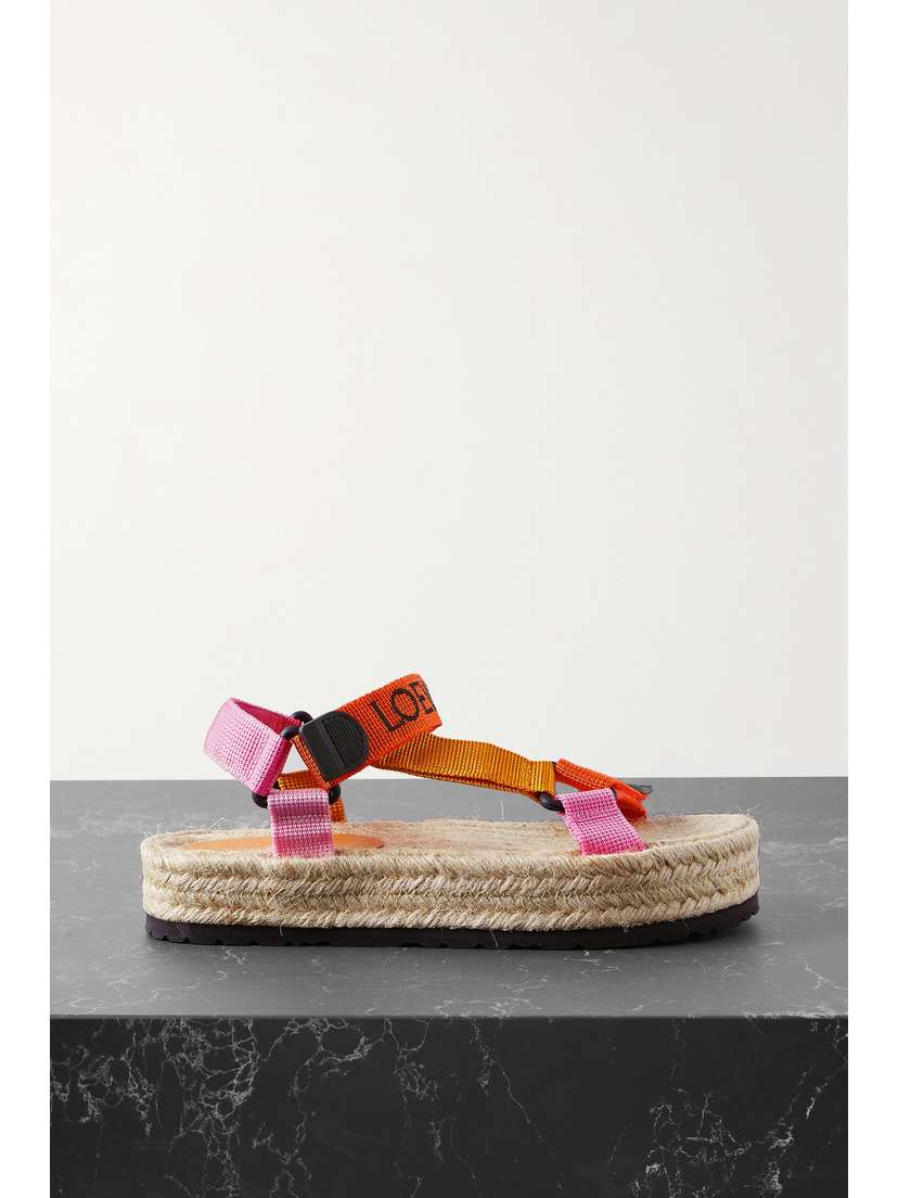 Loewe + Paula's Ibiza Color-block Webbing Espadrille Sandals
