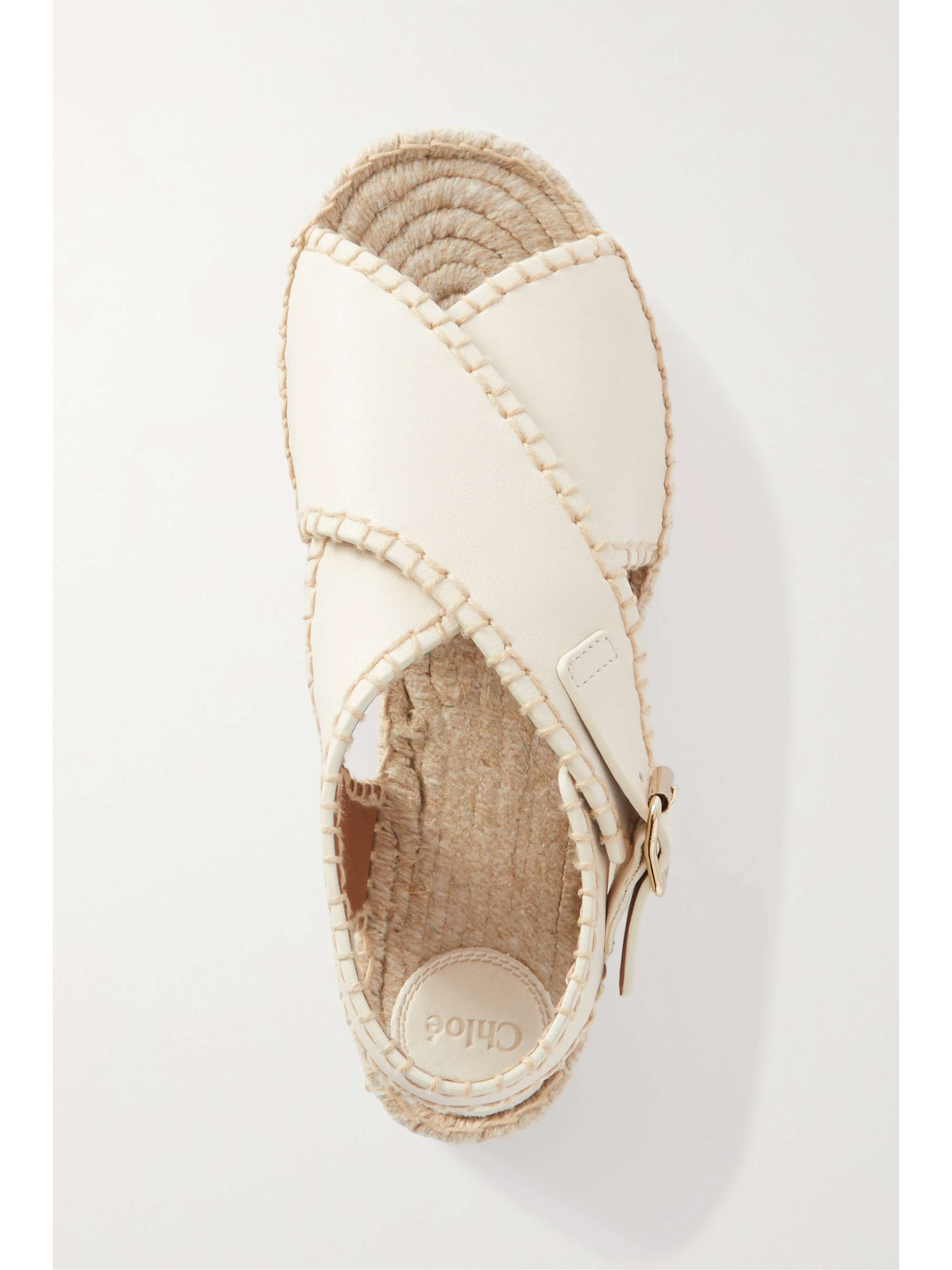 CHLOÉ Lucinda whipstitched leather platform espadrilles sandals |  NET-A-PORTER