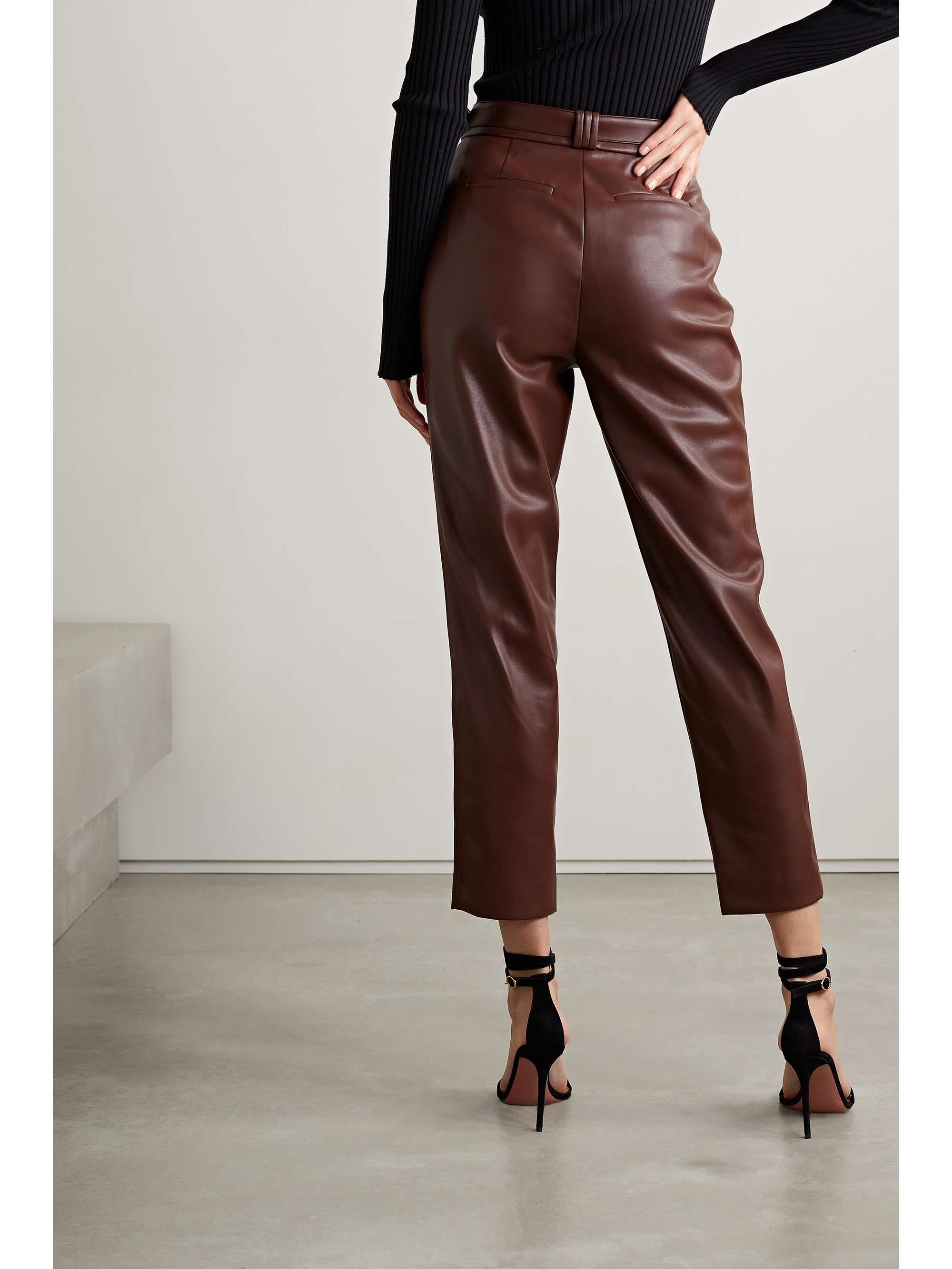 faux leather straight leg pants zara