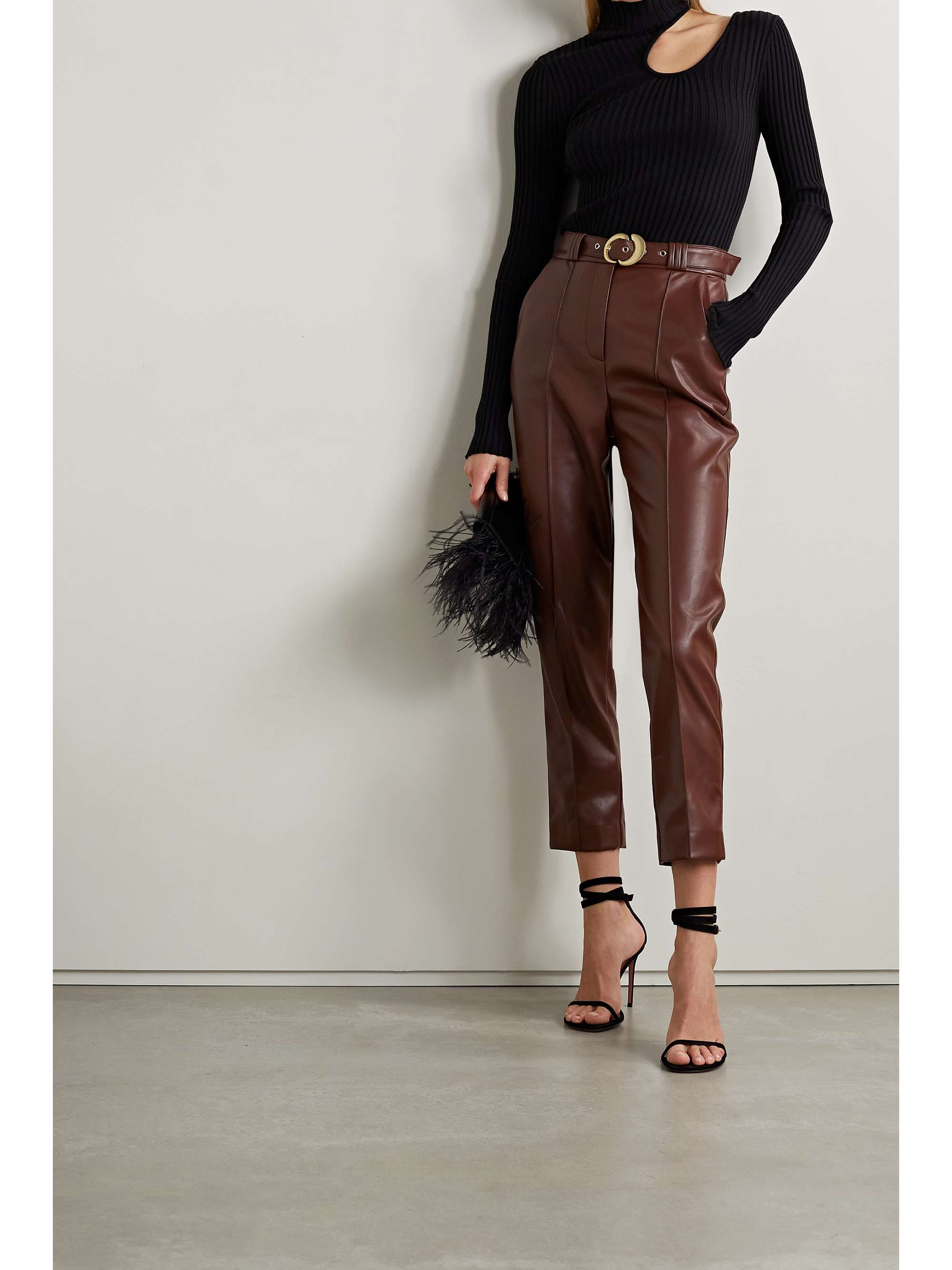faux leather straight leg pants zara