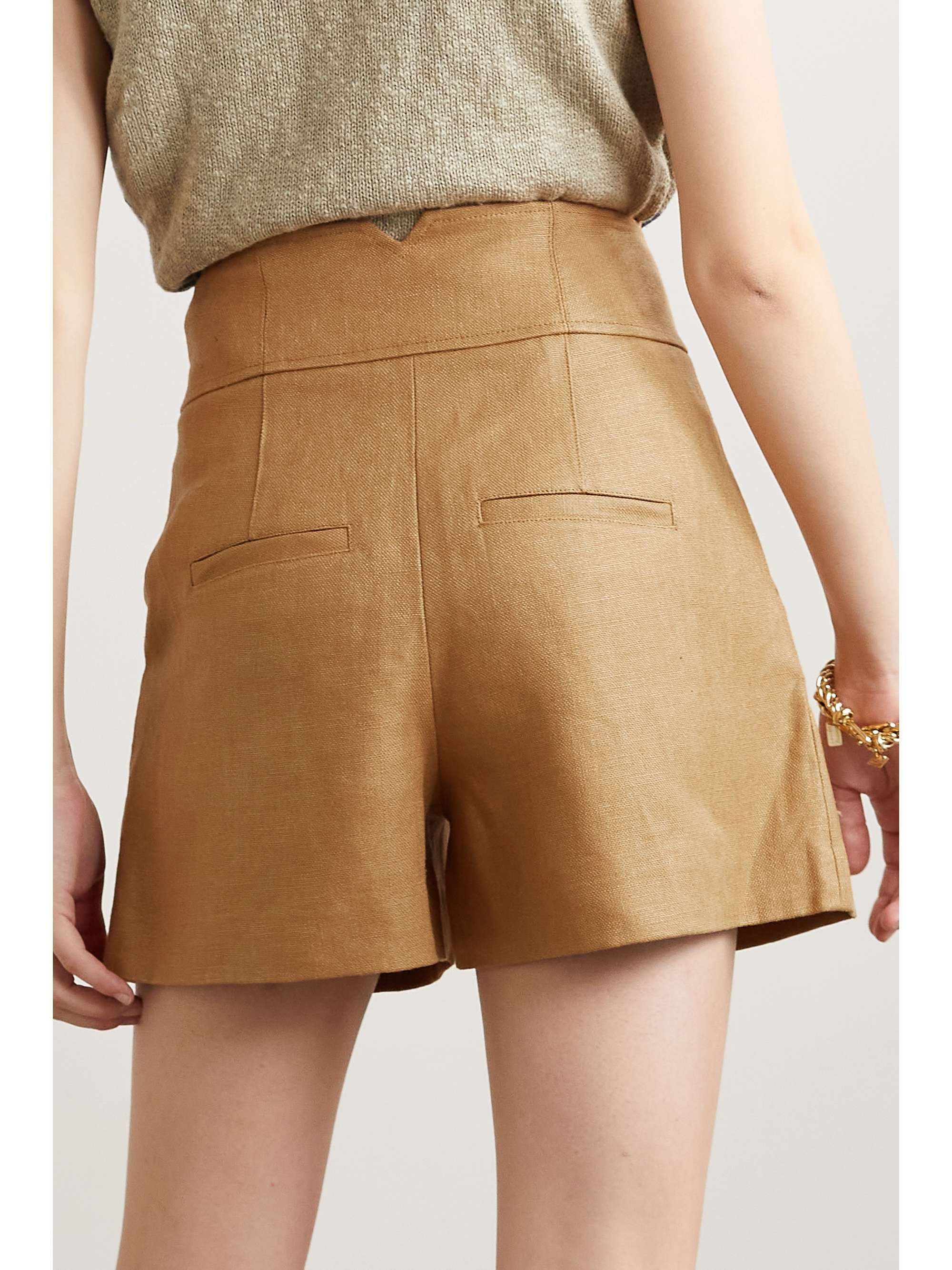 VERONICA BEARD Alicia pleated linen shorts