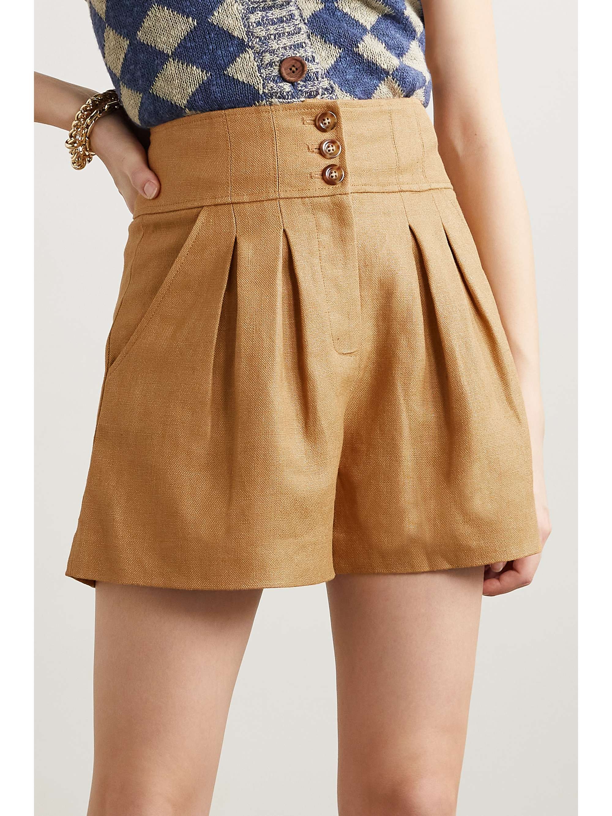 VERONICA BEARD Alicia pleated linen shorts