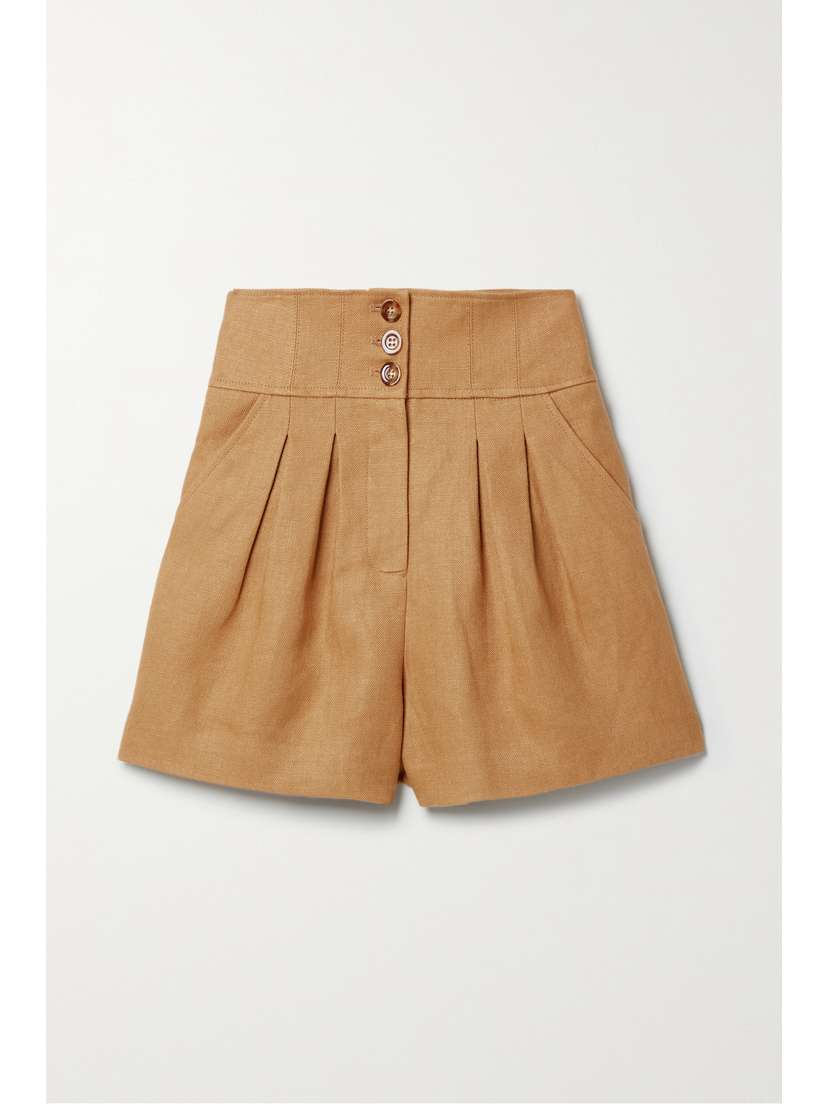 Veronica Beard Alicia Pleated Linen Shorts