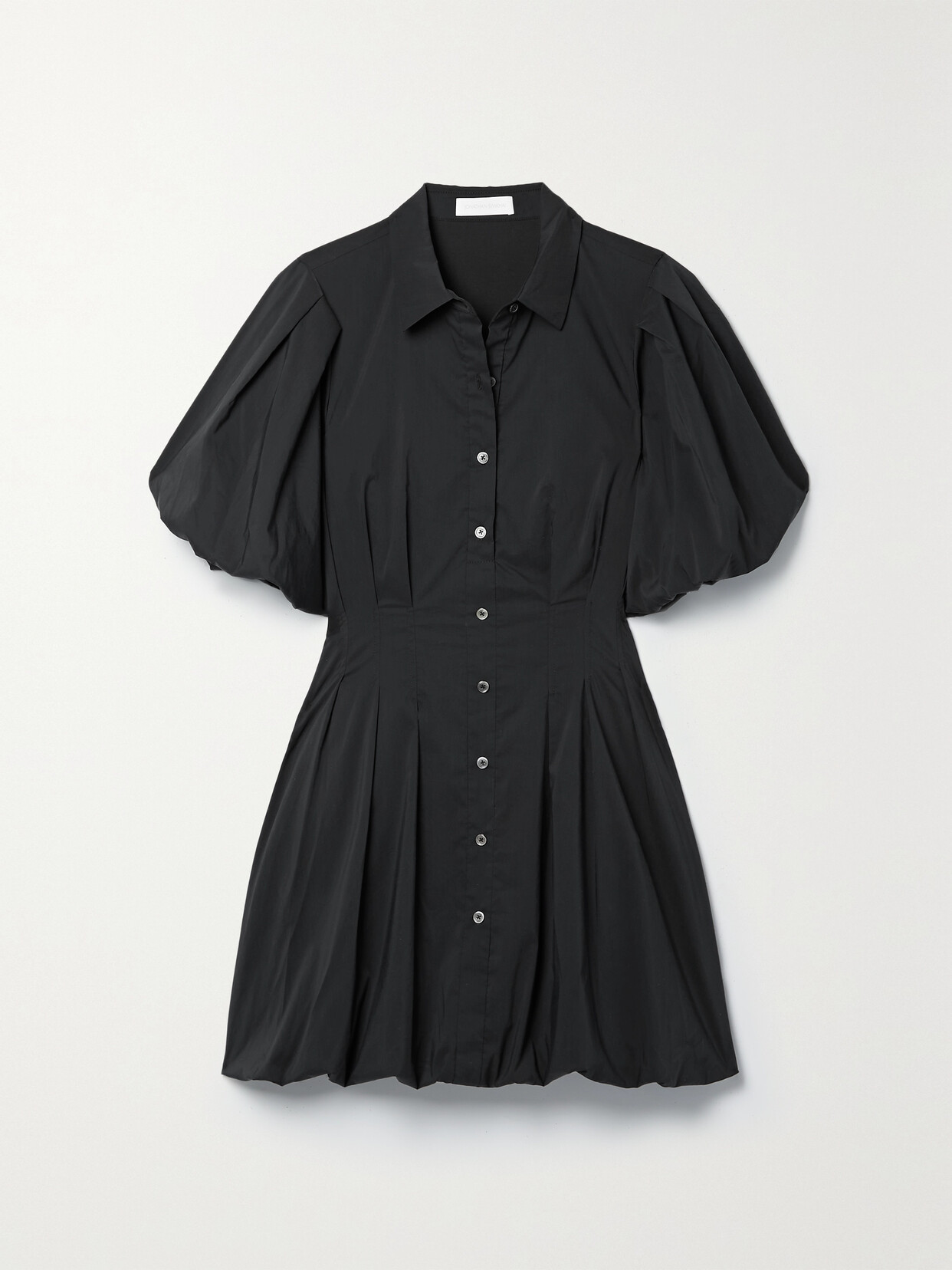 JONATHAN SIMKHAI CLEO PLEATED GATHERED COTTON-BLEND MINI SHIRT DRESS