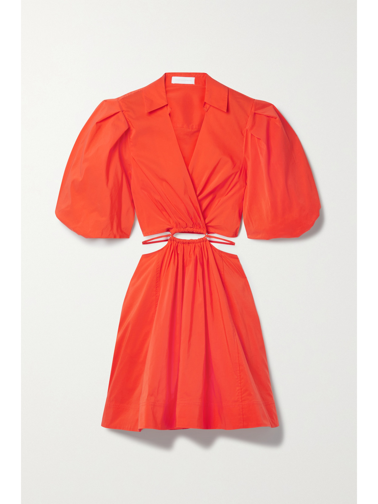 Jonathan Simkhai Aulora Embellished Cutout Cotton-blend Poplin Mini Shirt Dress In Red