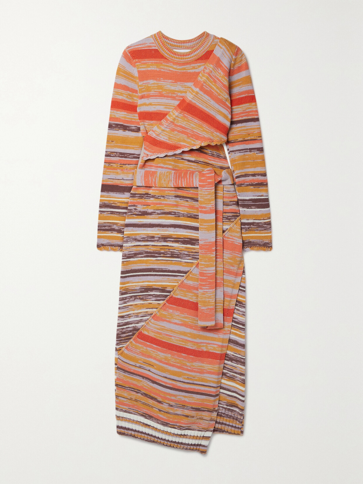 JONATHAN SIMKHAI SELAH LAYERED SPACE-DYED COTTON AND WOOL-BLEND MIDI DRESS