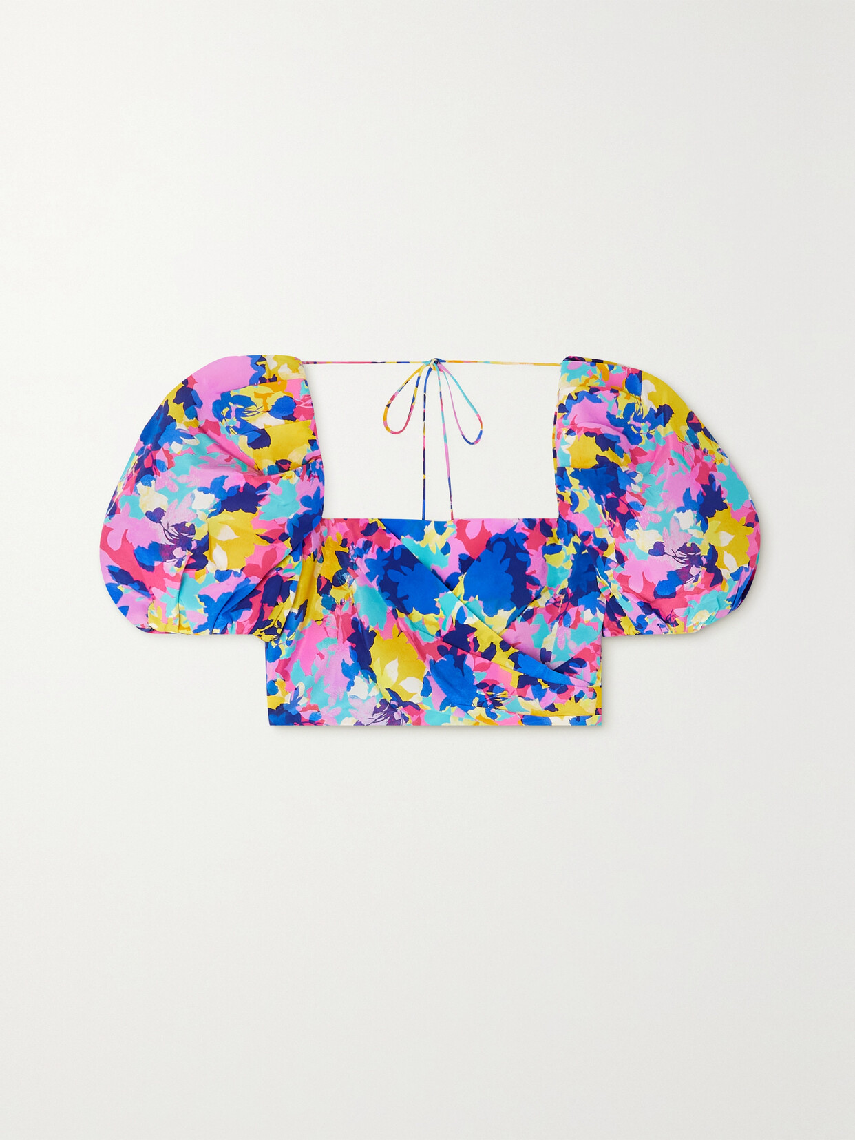 Rebecca Vallance - Fioritura Cropped Printed Silk-satin Top - Pink