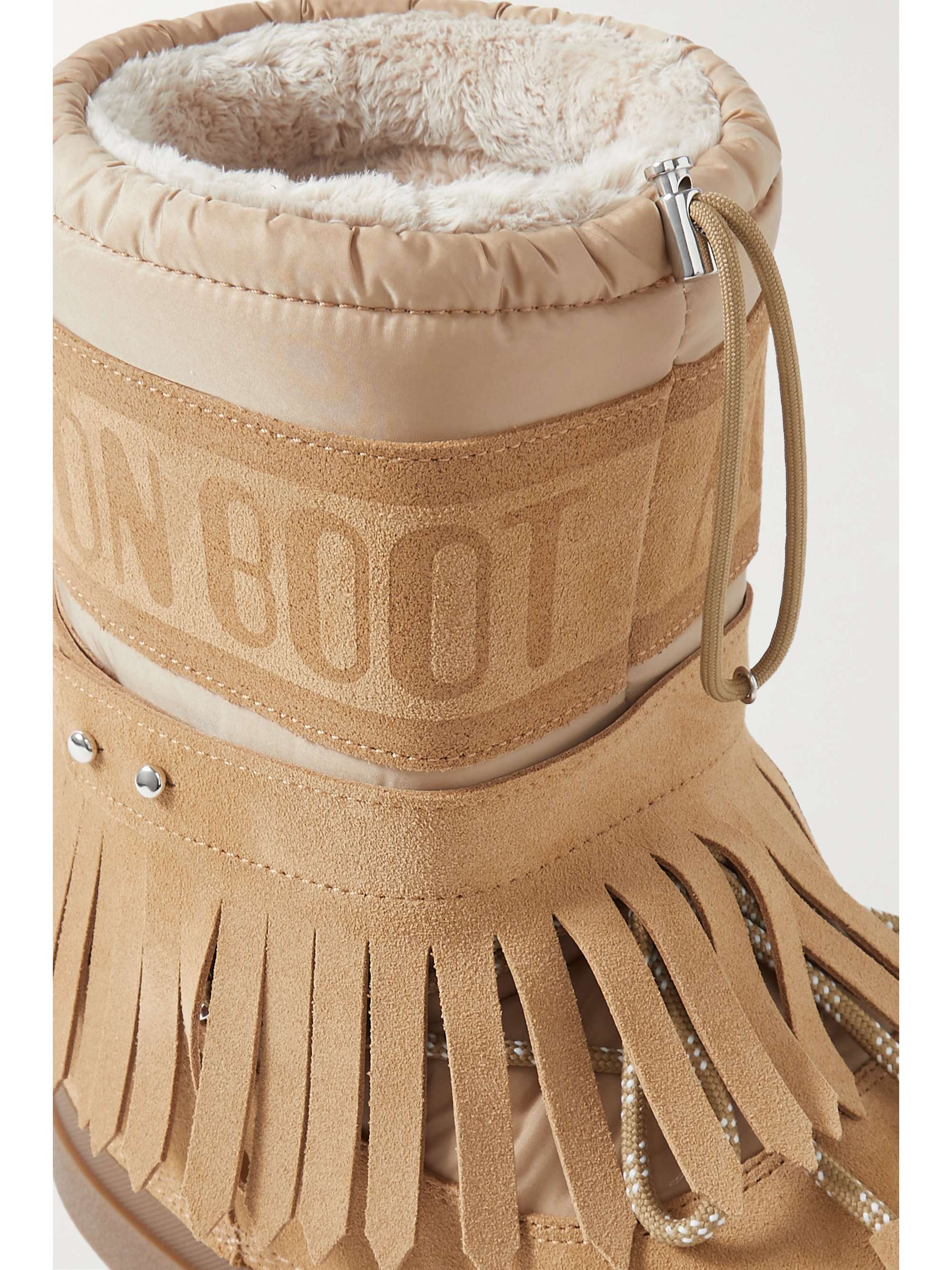 MONCLER GENIUS + 8 Palm Angels + Moon Boot Adhara suede, shell and rubber snow boots