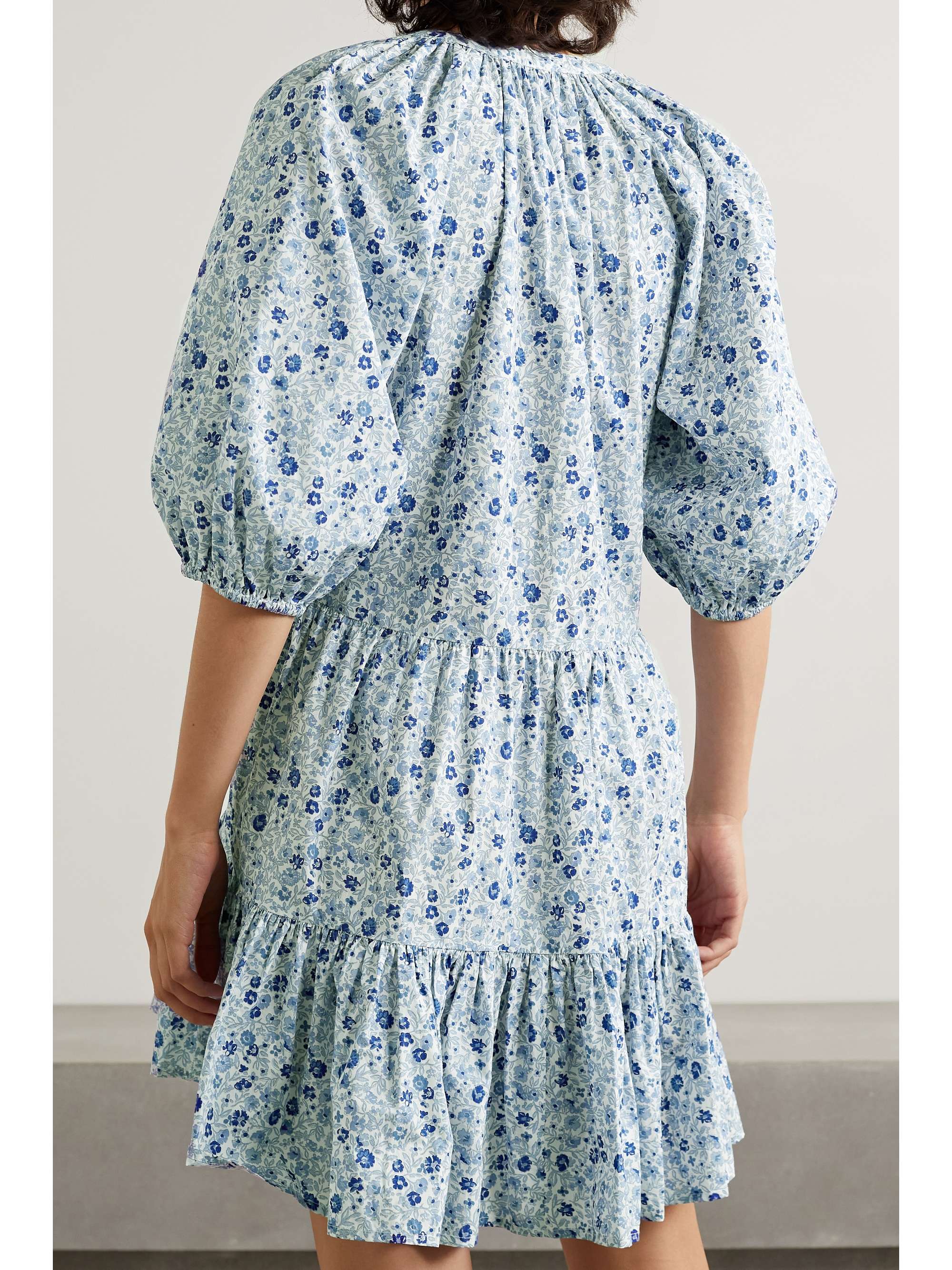 Blue Mitte tiered floral-print organic cotton-poplin mini dress | APIECE APART | NET-A-PORTER