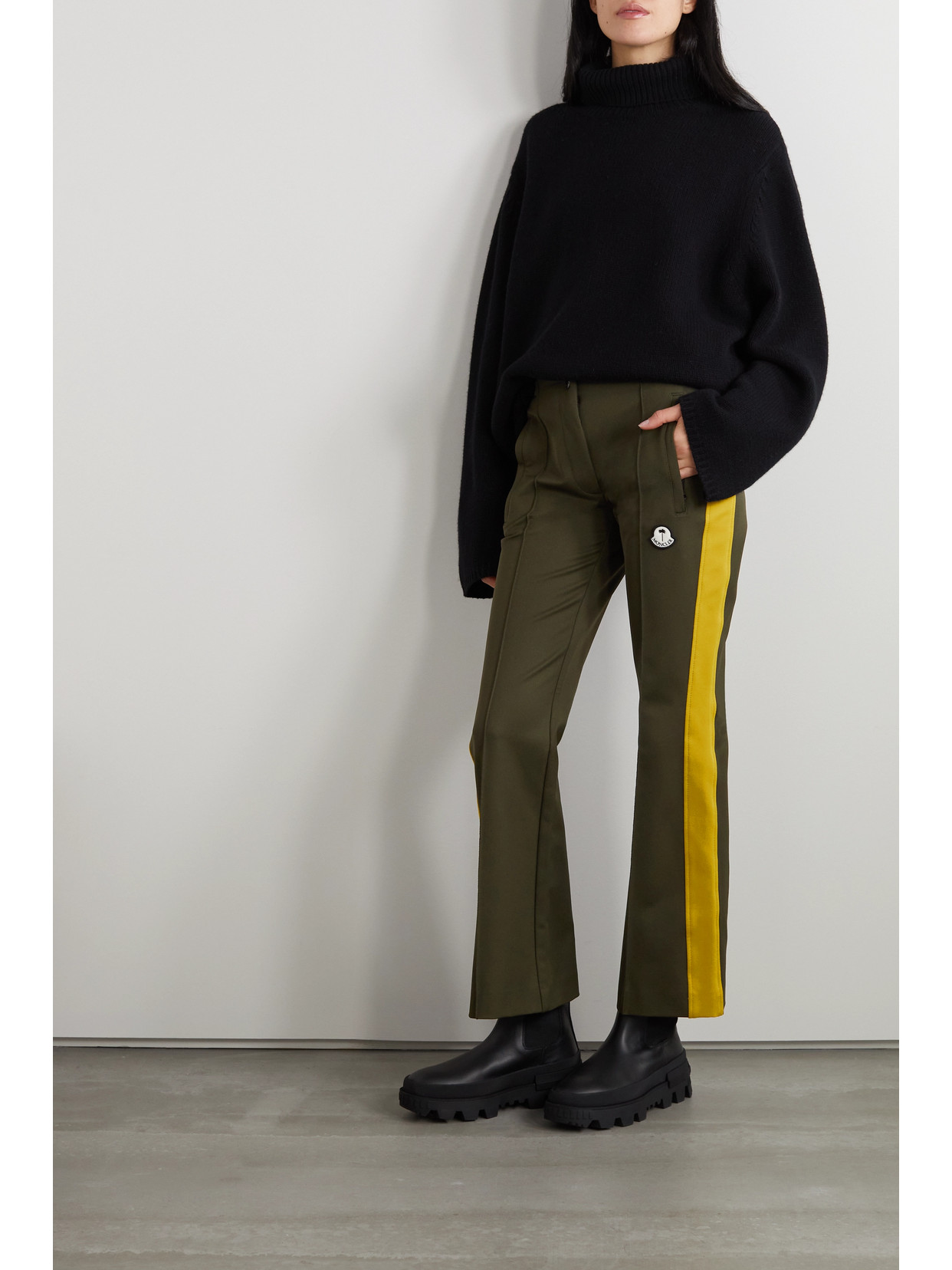 Moncler Genius 8 Moncler Palm Angels - Flared Gabardine Trousers In Brown