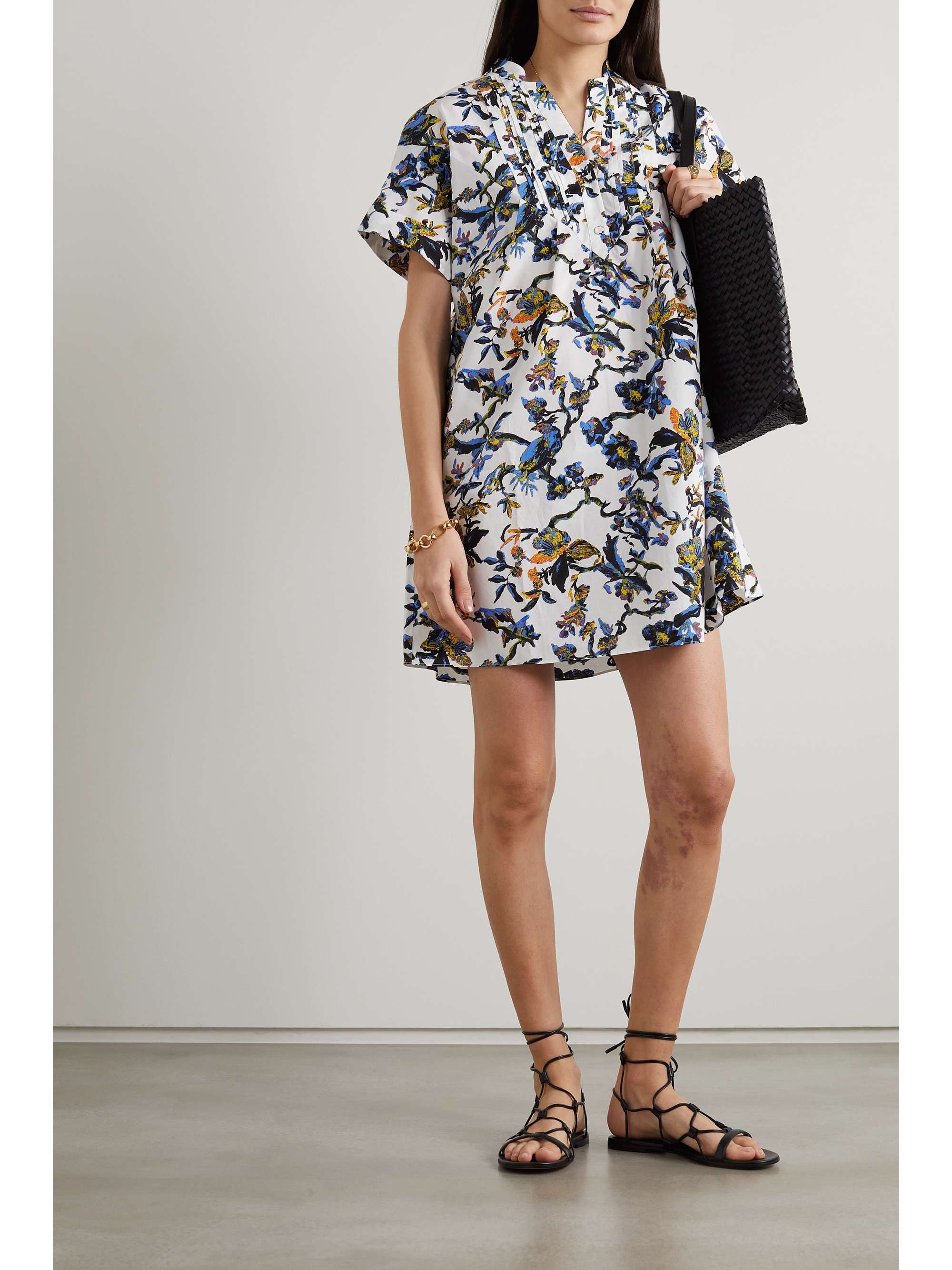 White Fiona floral-print cotton-poplin 