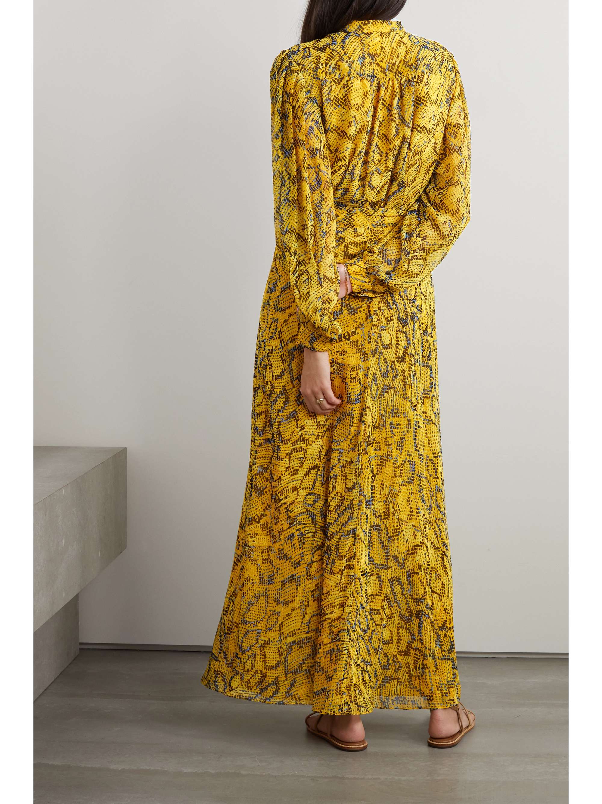 Mustard Carter belted printed chiffon 
