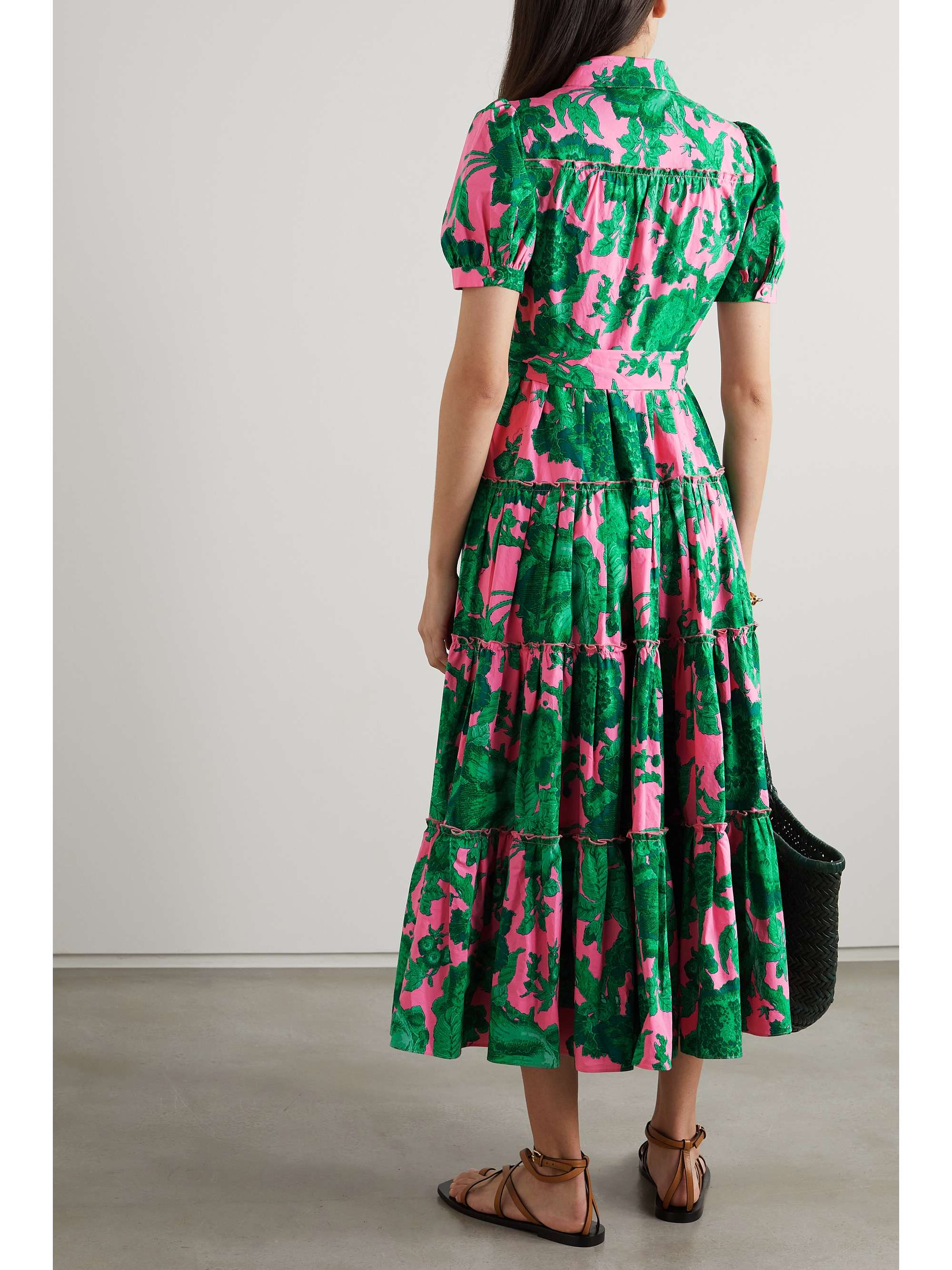 Green Queena tiered floral-print cotton 