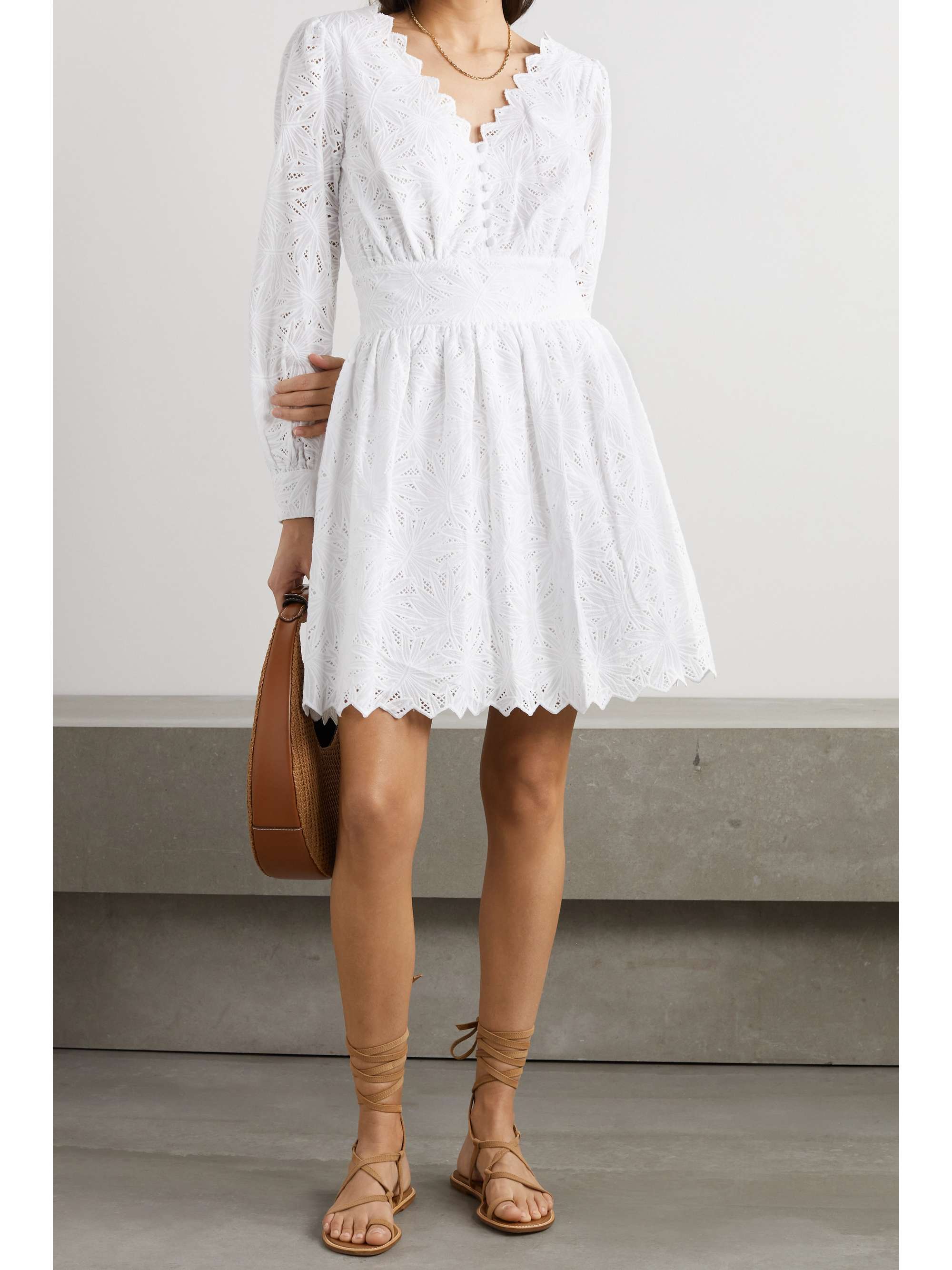 Broderie anglaise cotton mini dress ...