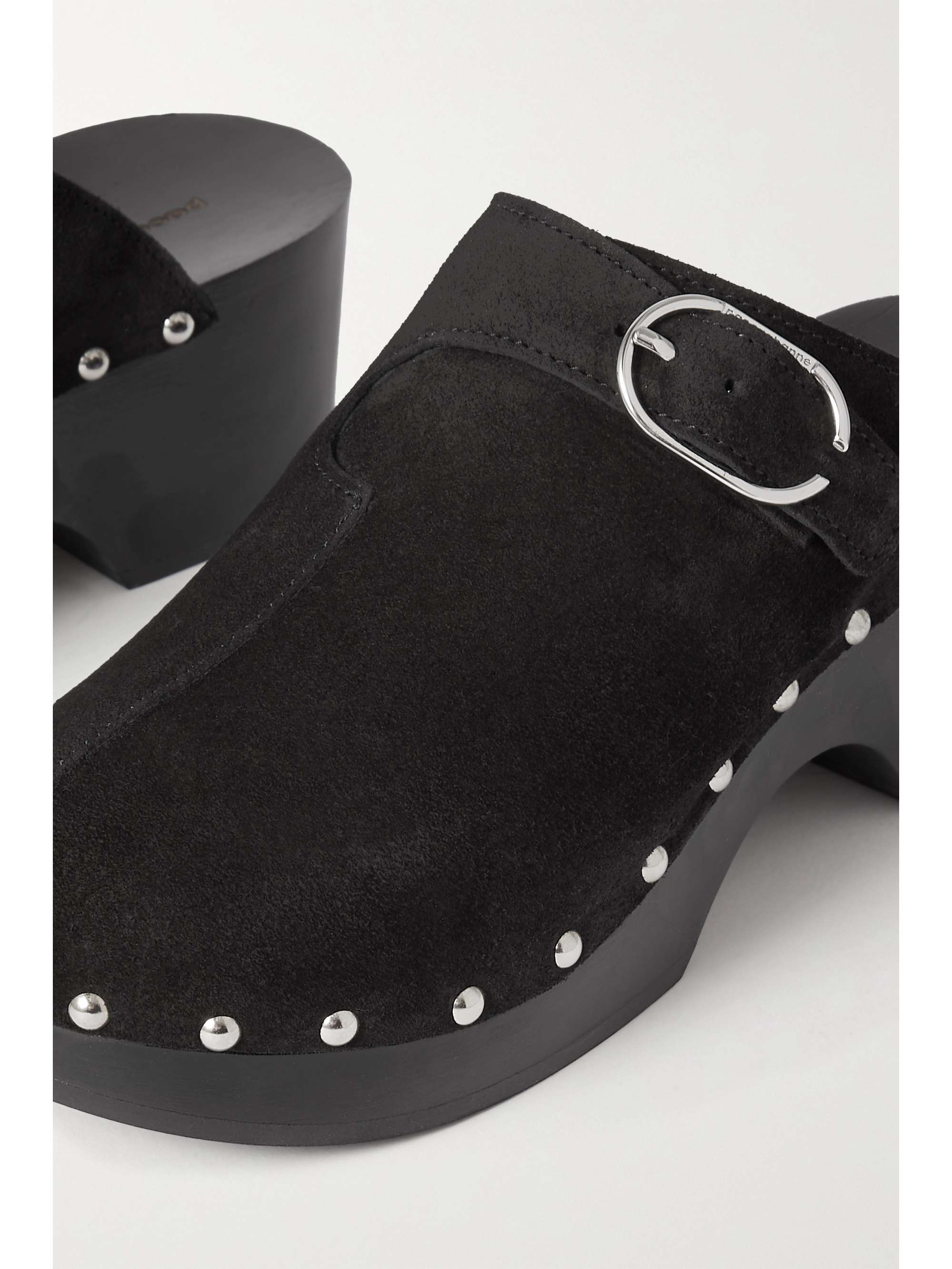 black suede clogs