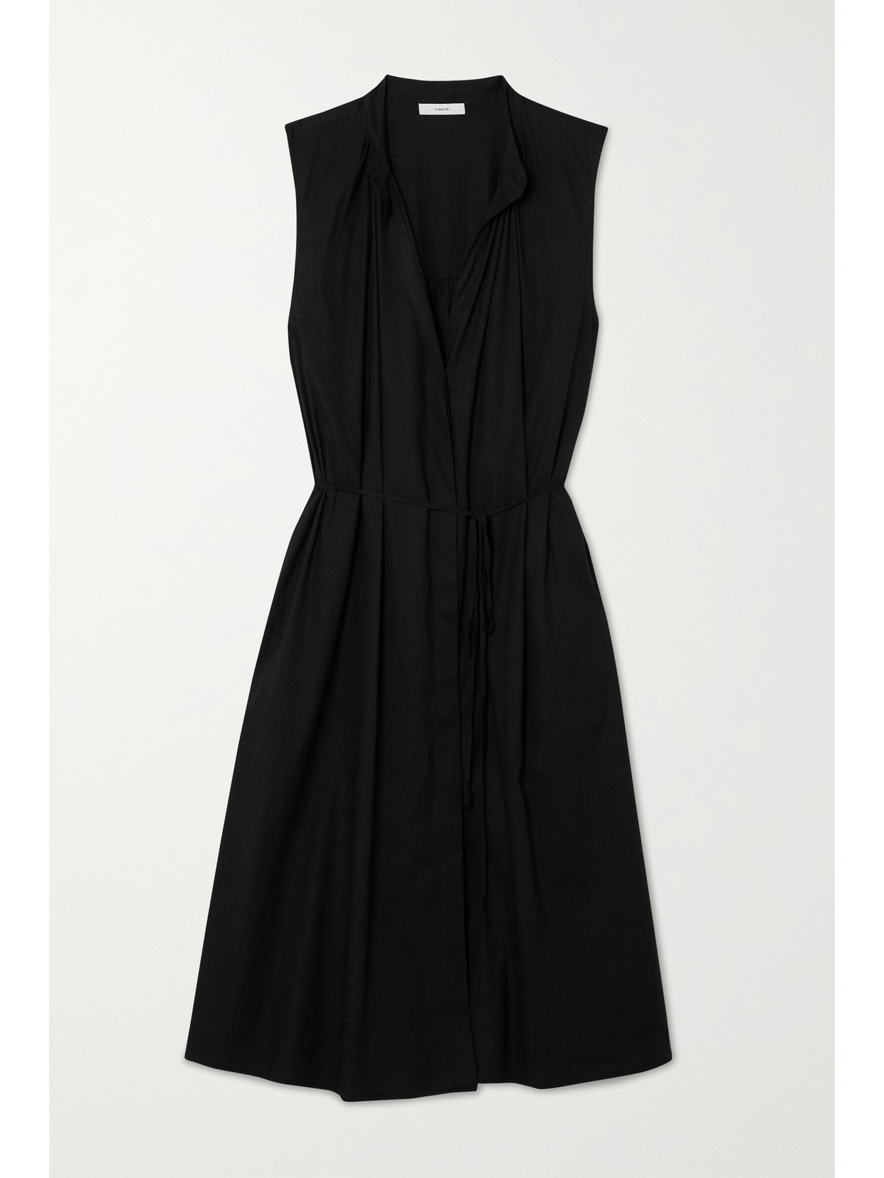 Vince Gathered Linen-blend Midi Dress