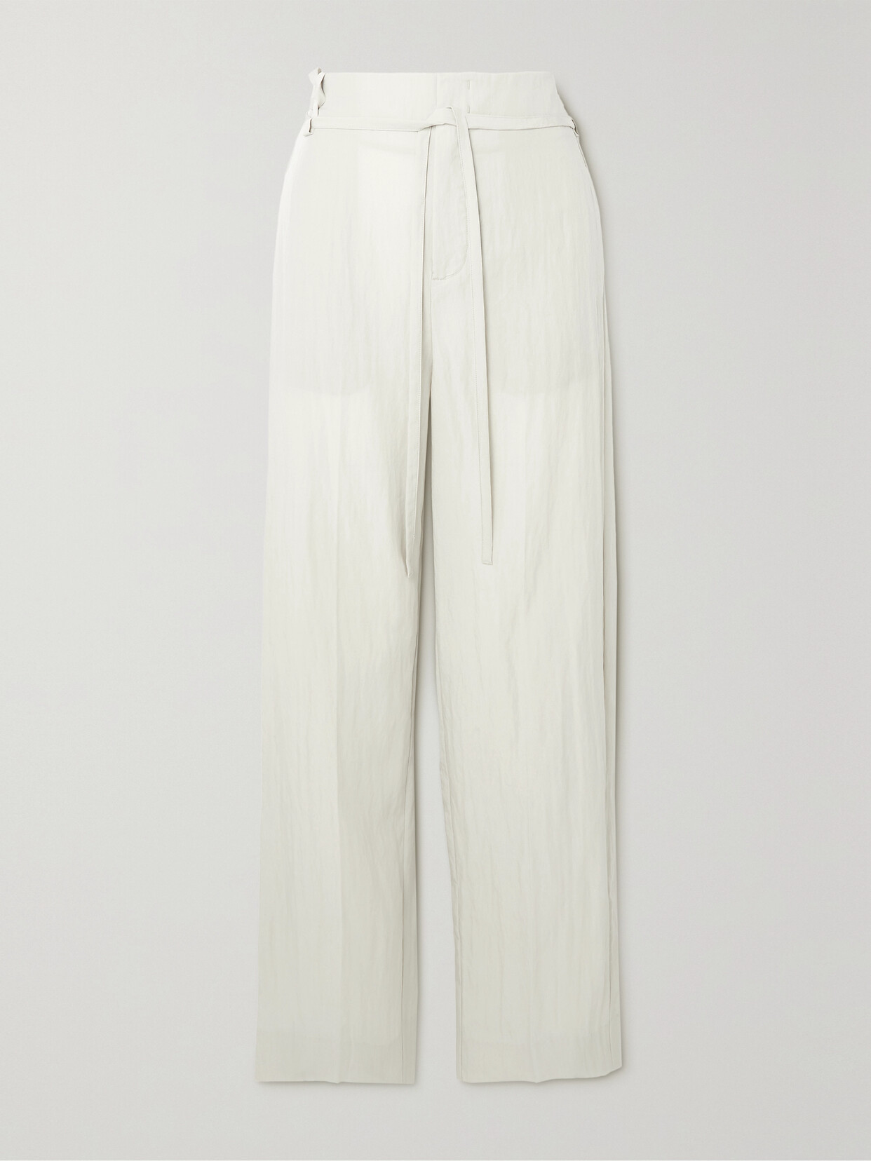 Vince Belted Tencel Lyocell-blend Straight-leg Pants - Ecru
