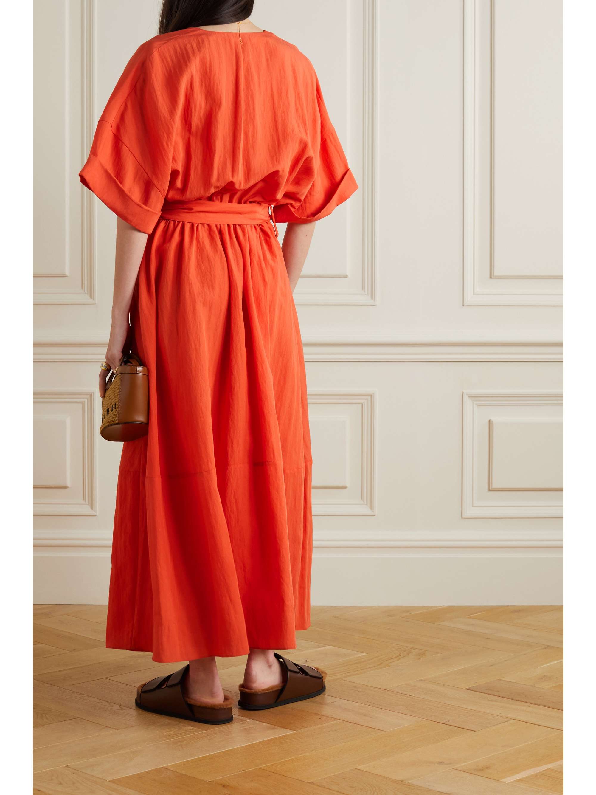 VINCE Belted TENCEL Lyocell-blend maxi dress