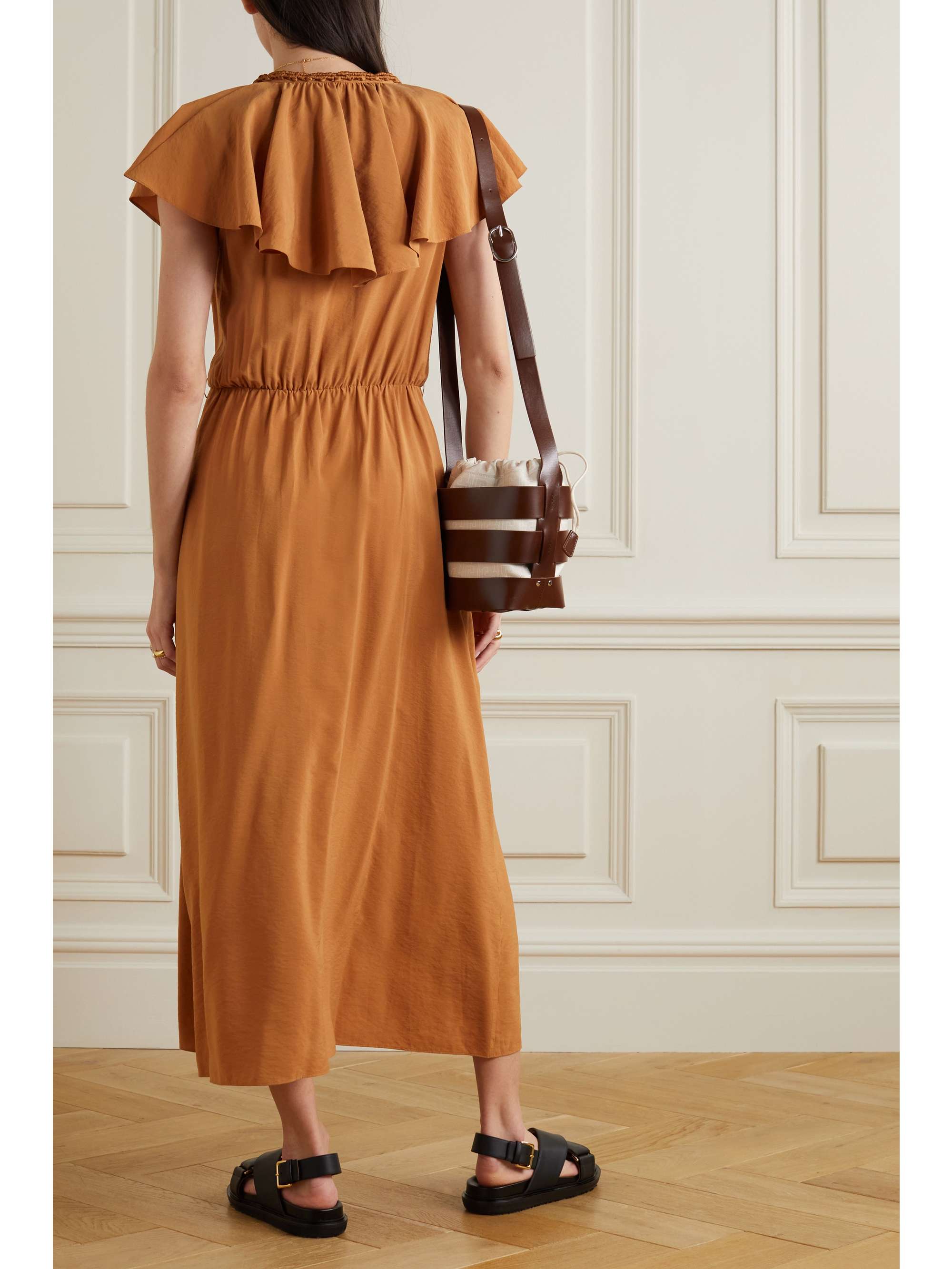 vince wrap midi dress
