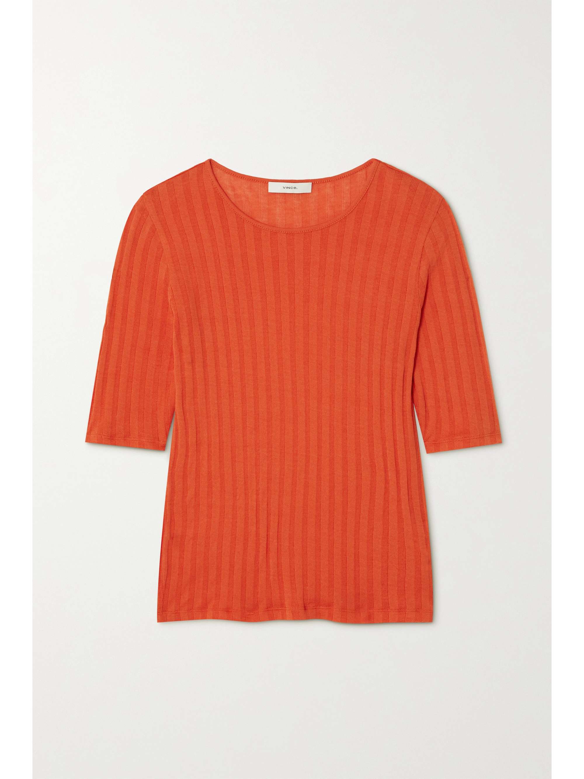 Orange Ribbed cotton T-shirt | VINCE 