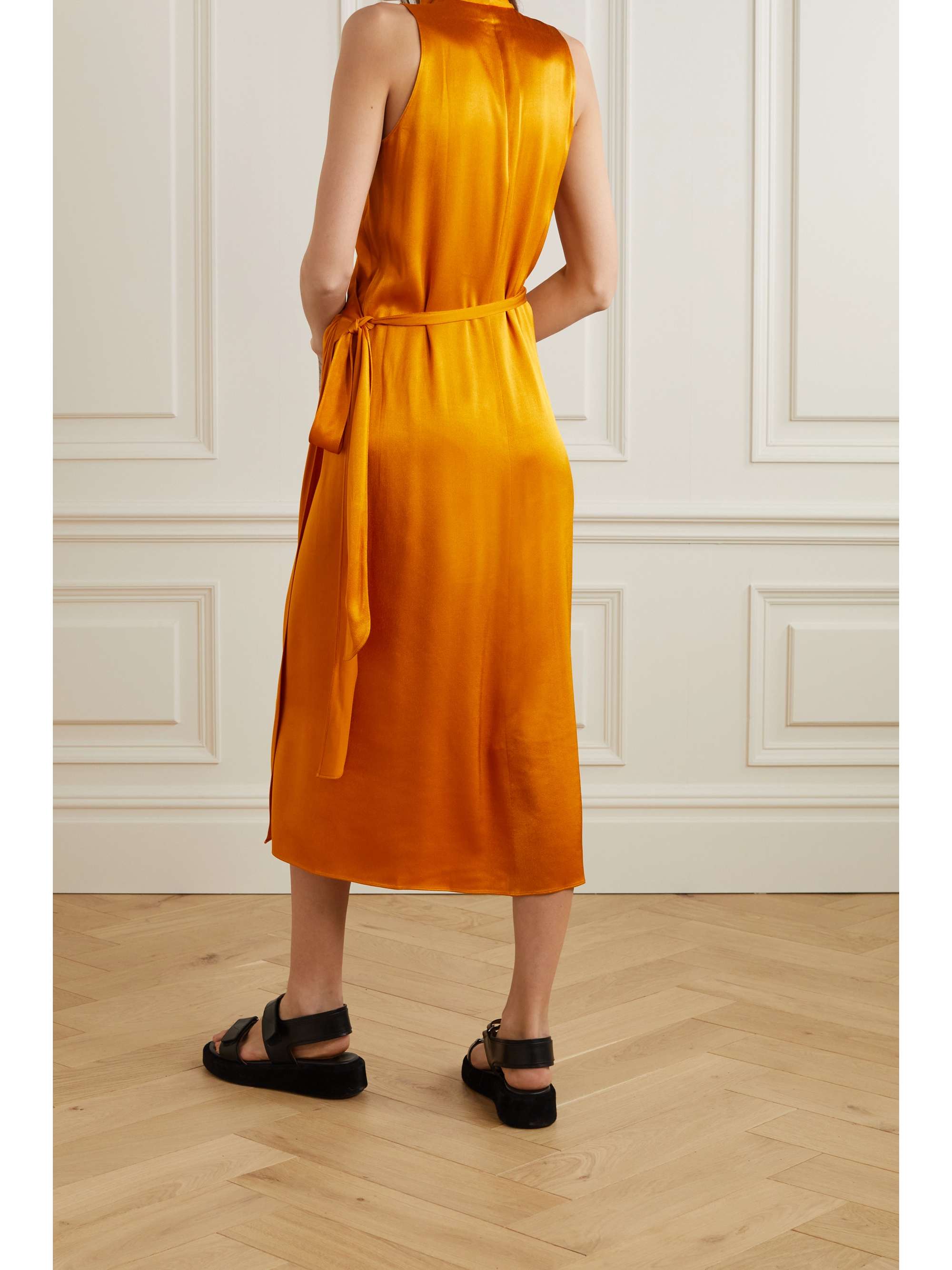 vince wrap midi dress