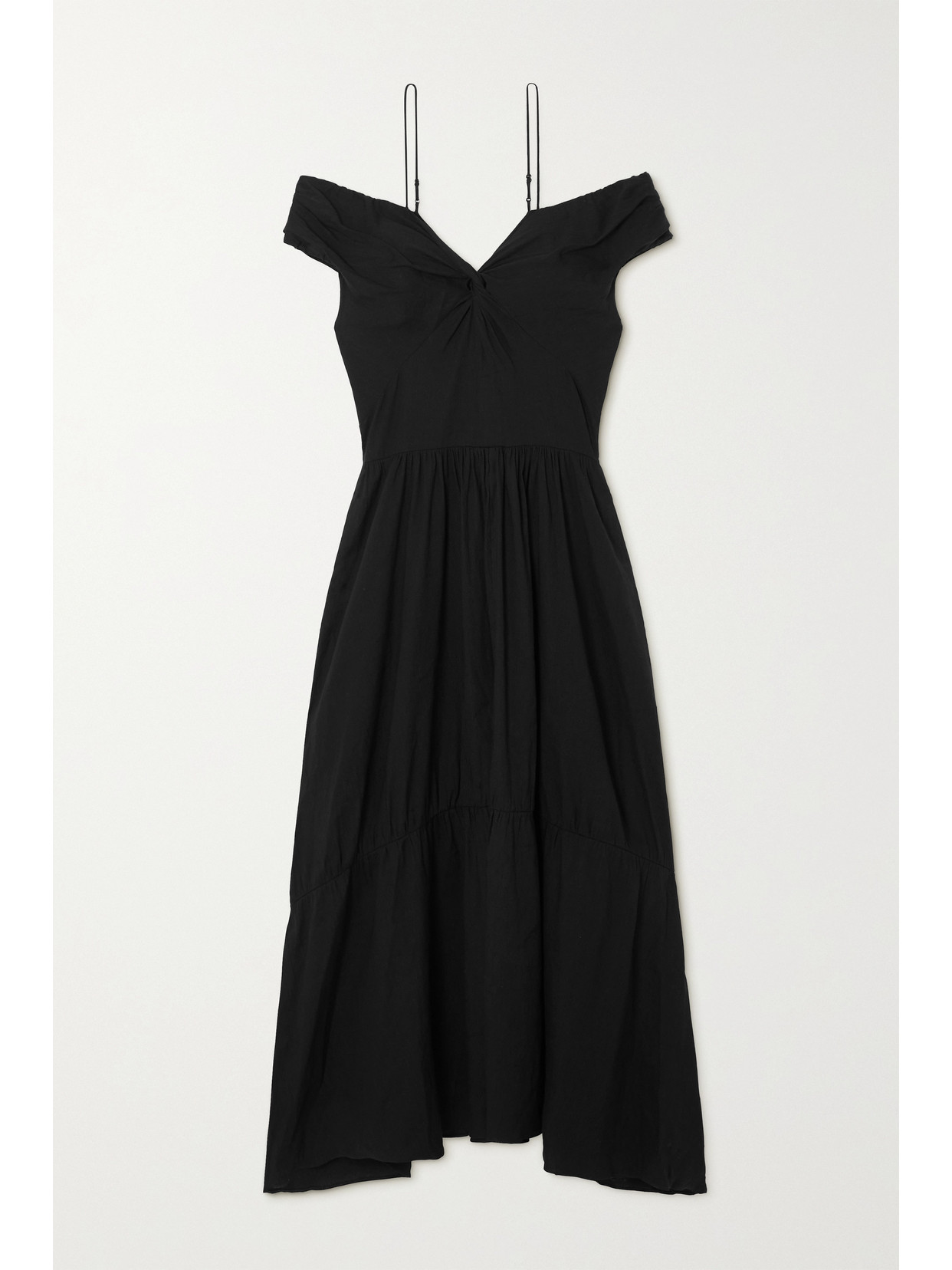 Vince Off Shoulder Twist Front Dress In Black