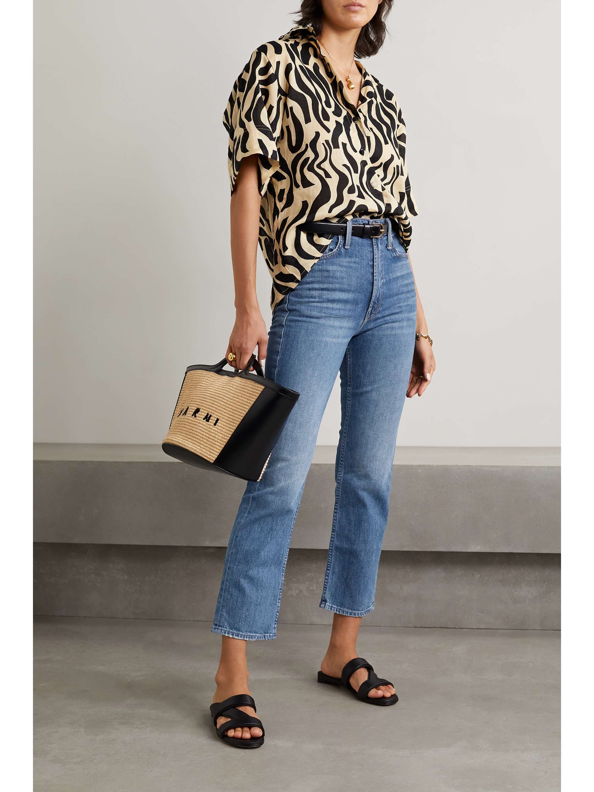 Mid denim Rider high-rise straight-leg 
