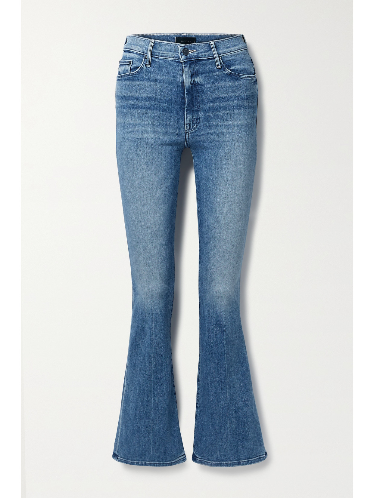 Mother Womans The Weekender Mini Flare Blu Denim Jeans In Blue
