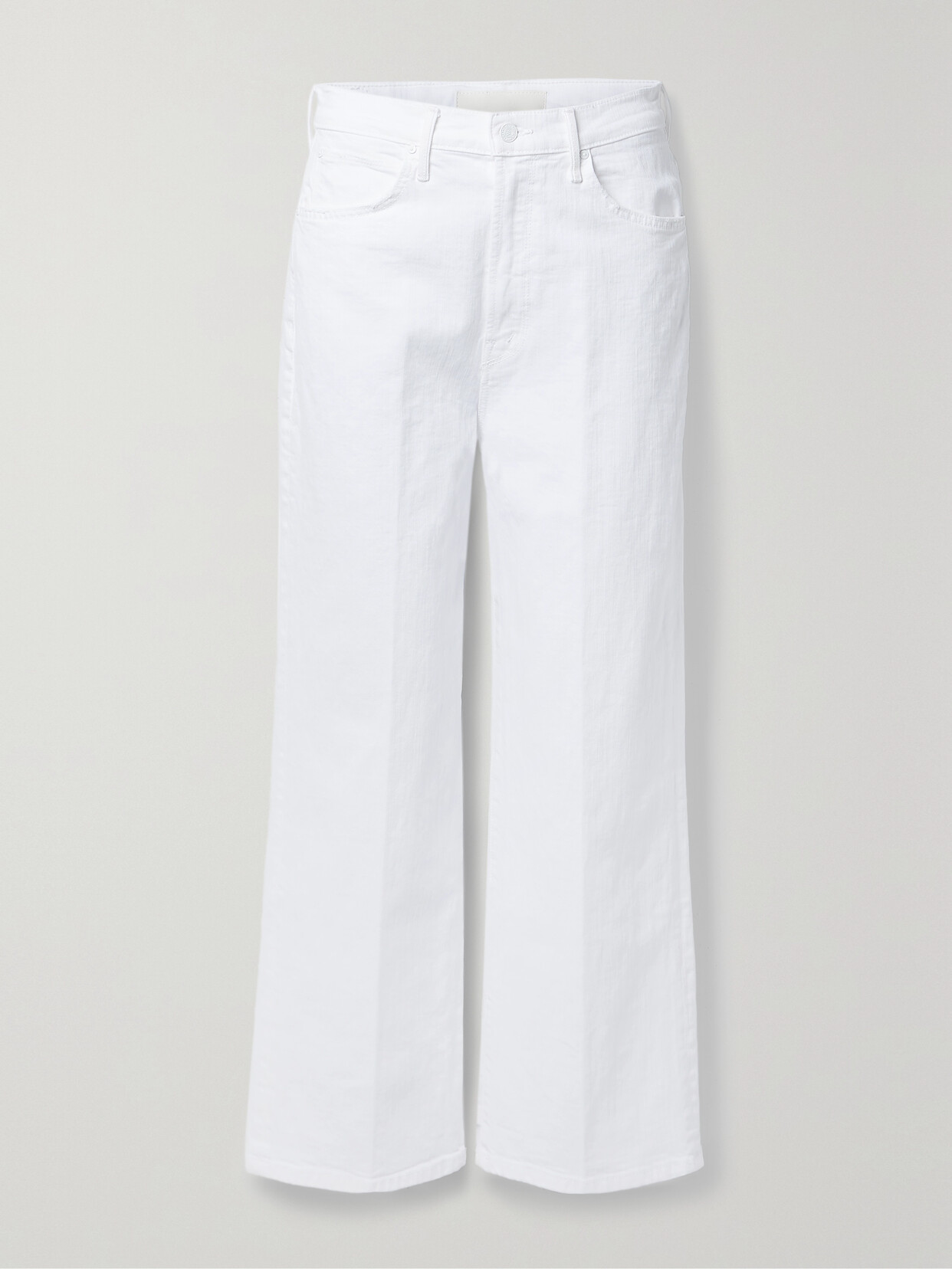 Mother The Hustler Patch Pocket Raw Hem High Waist Ankle Flare Jeans In White