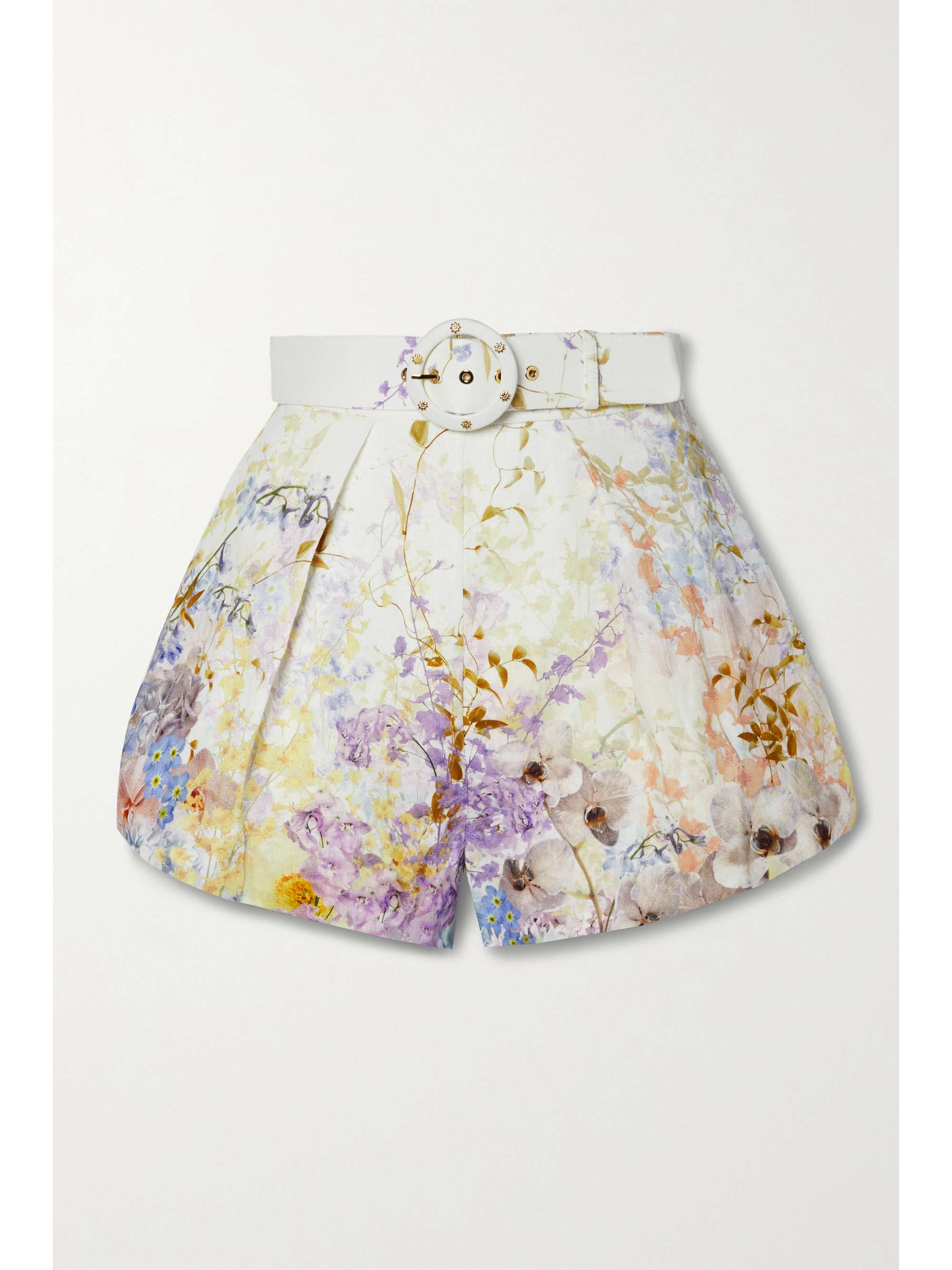 White Rhythmic belted floral-print 