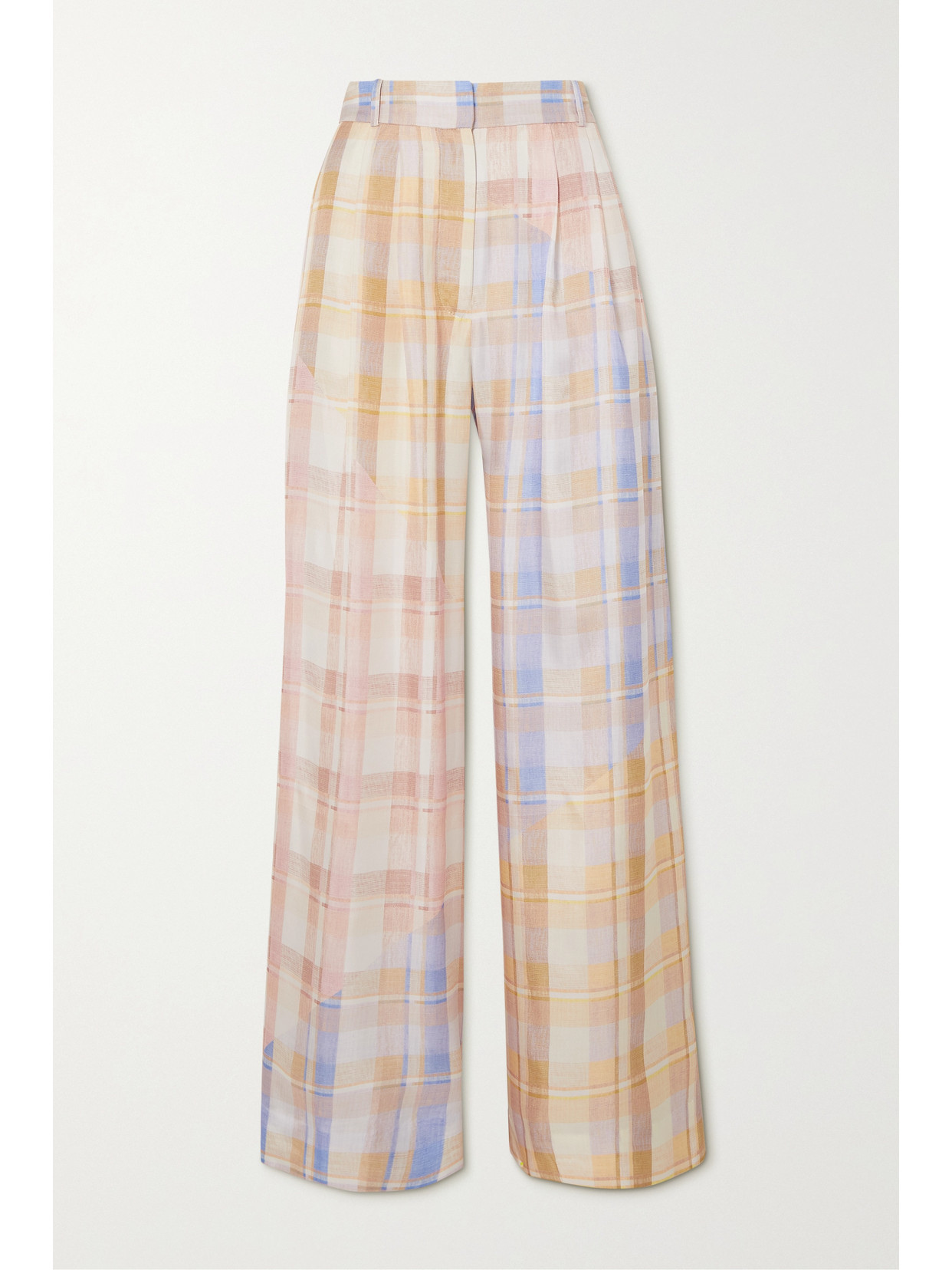 ZIMMERMANN DANCER CHECKED SILK WIDE-LEG PANTS