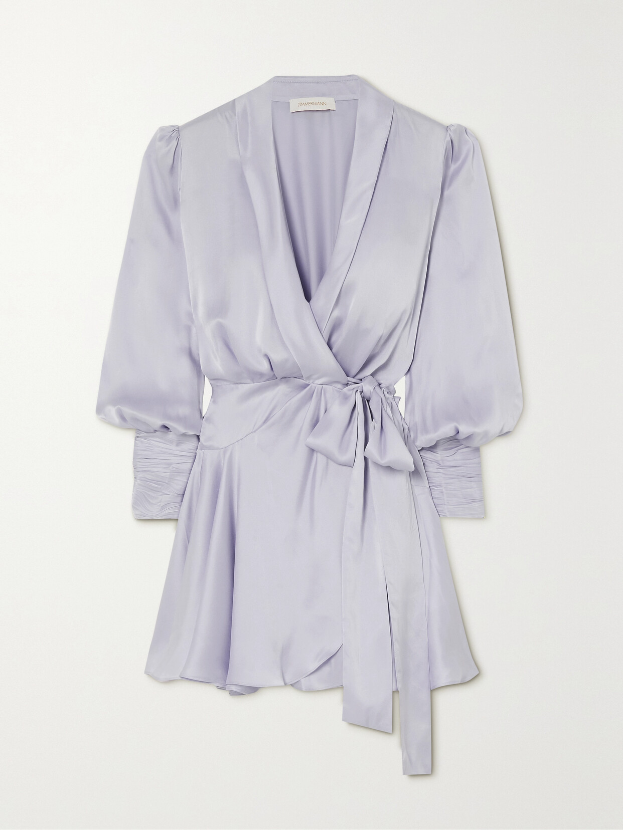 ZIMMERMANN RUFFLED SILK-SATIN MINI WRAP DRESS