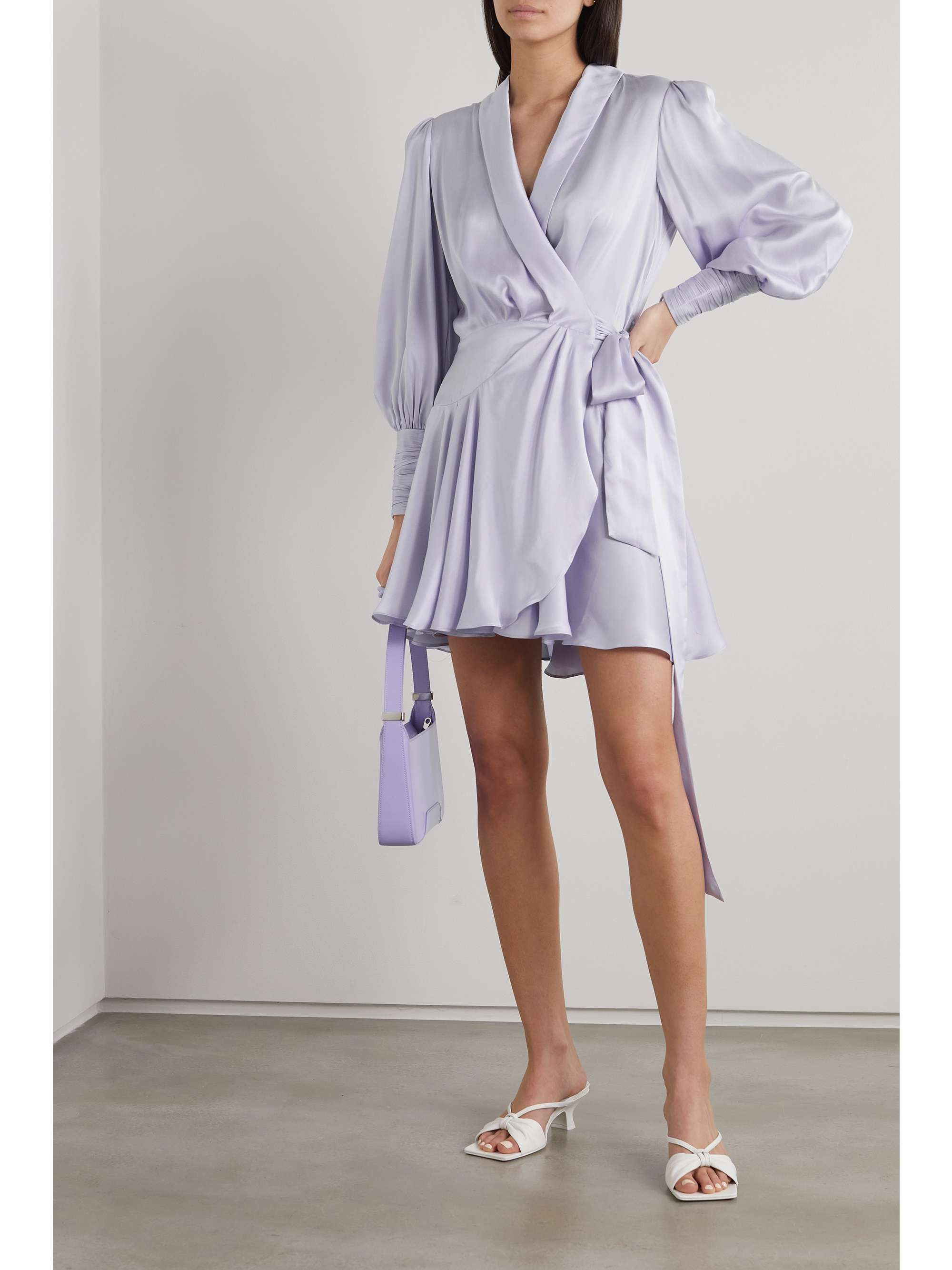 ZIMMERMANN Ruffled silk-satin mini wrap dress | NET-A-PORTER