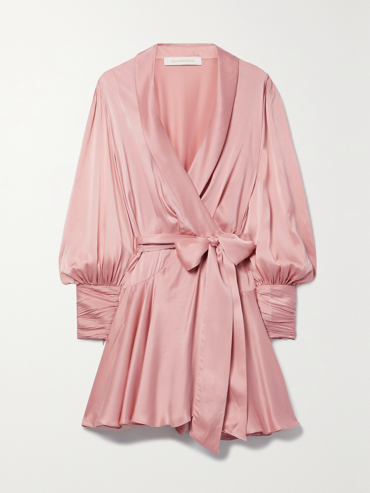 Zimmermann Ruffled Silk-satin Mini Wrap Dress