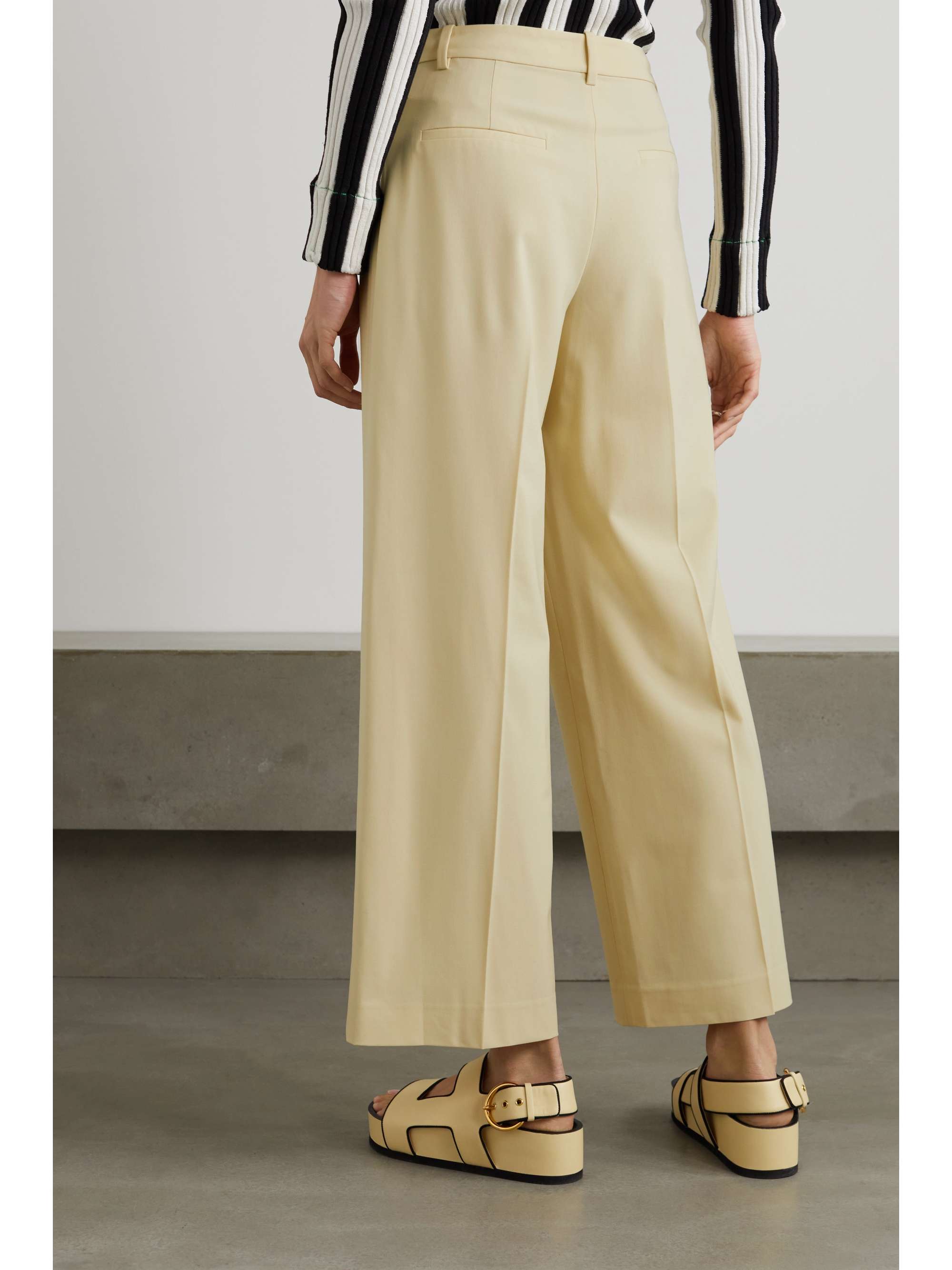 Pastel yellow Wool-blend wide-leg pants 