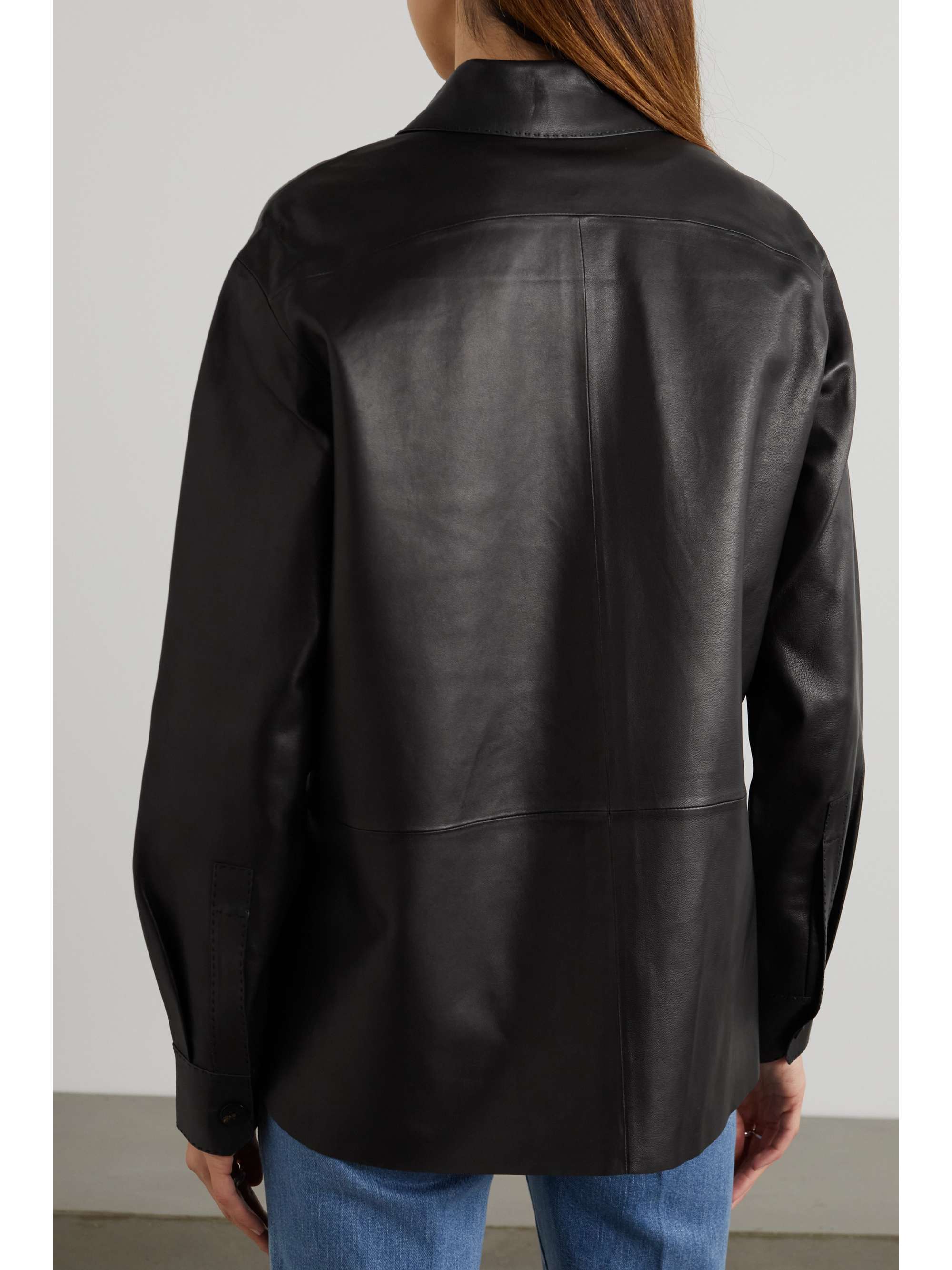 theory leather shirt jacket