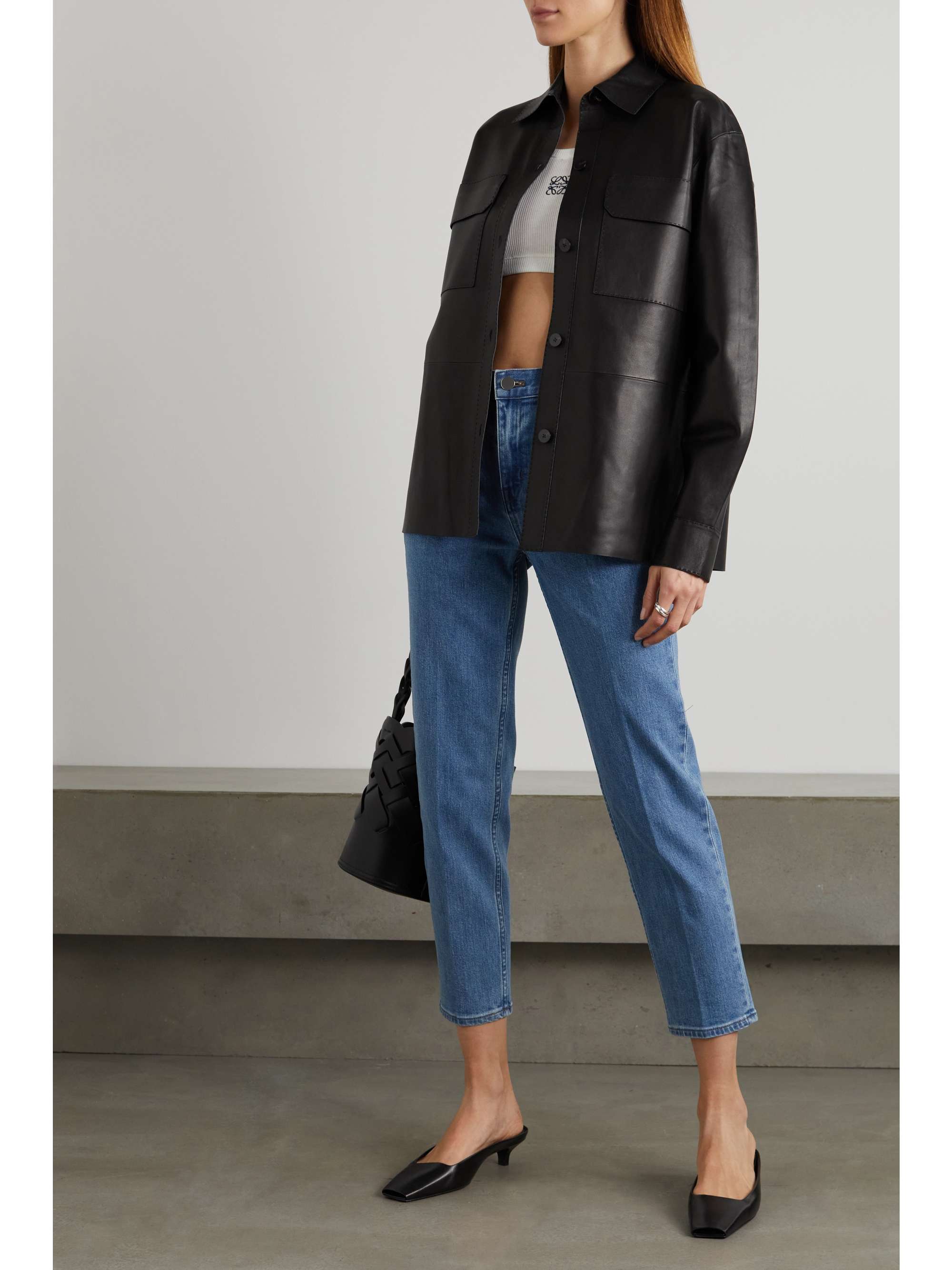 theory leather shirt jacket