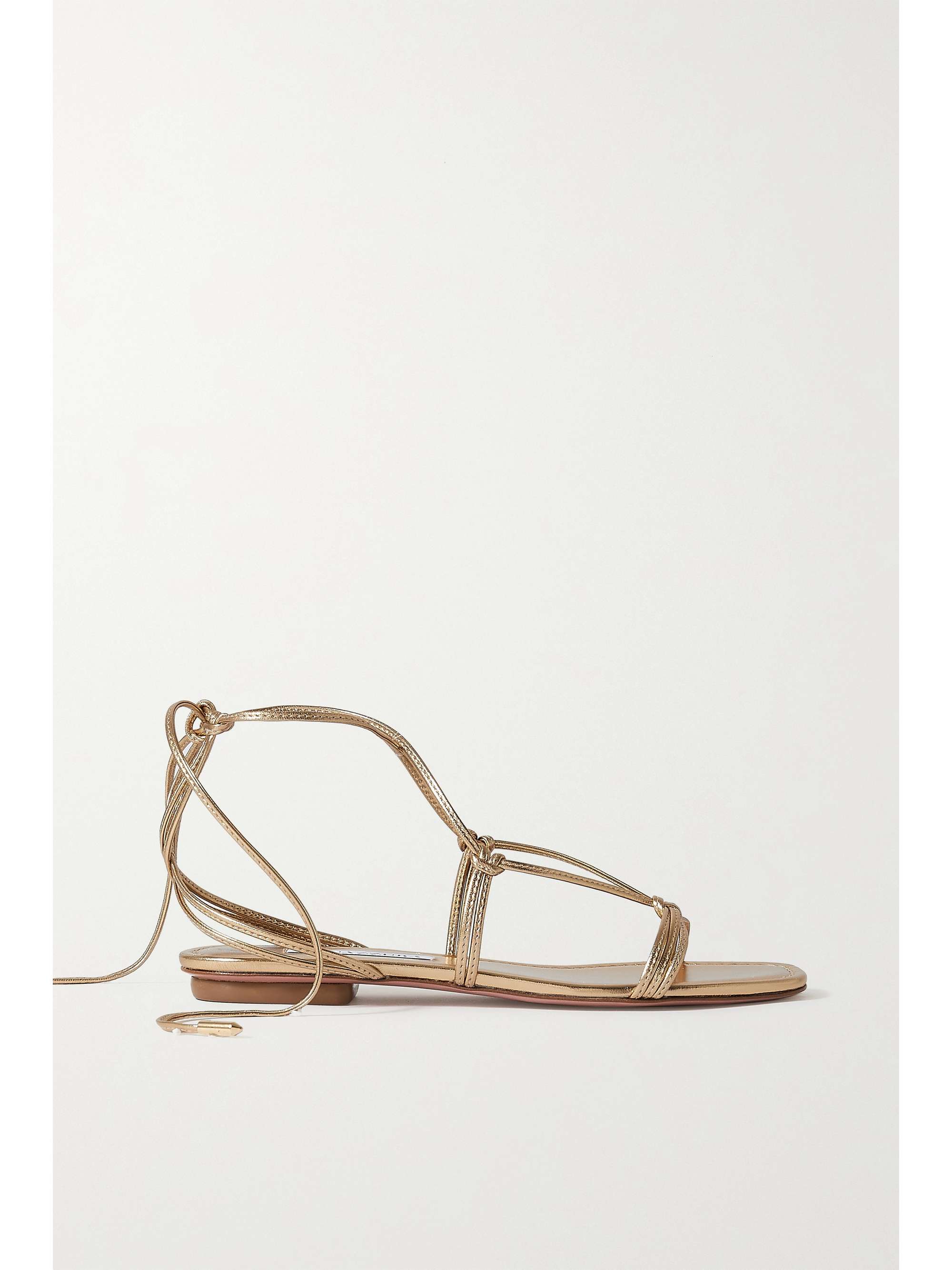 AQUAZZURA Esvedra lace-up metallic leather sandals | NET-A-PORTER