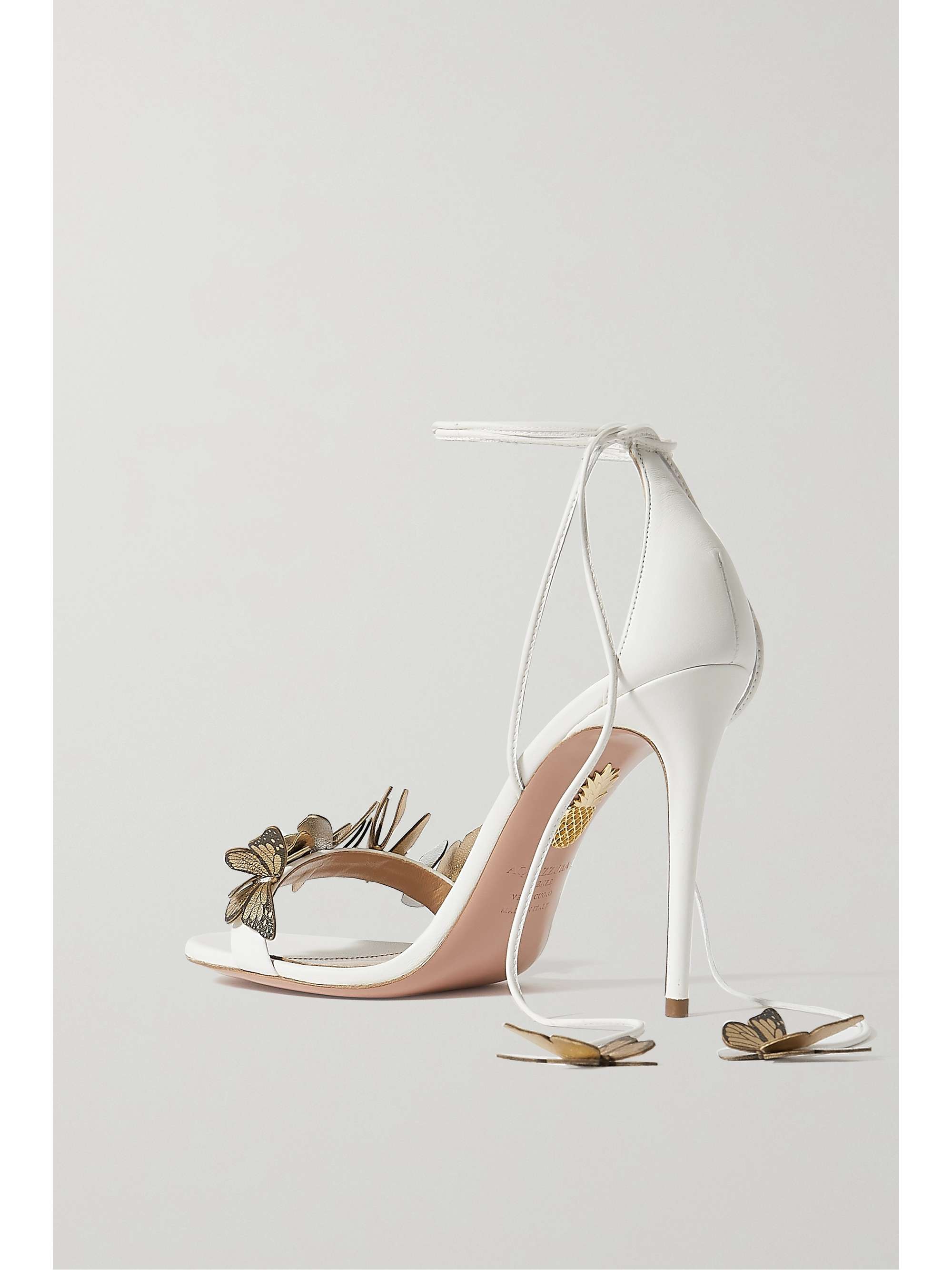 White Papillon 105 embellished leather sandals | AQUAZZURA | NET-A-PORTER